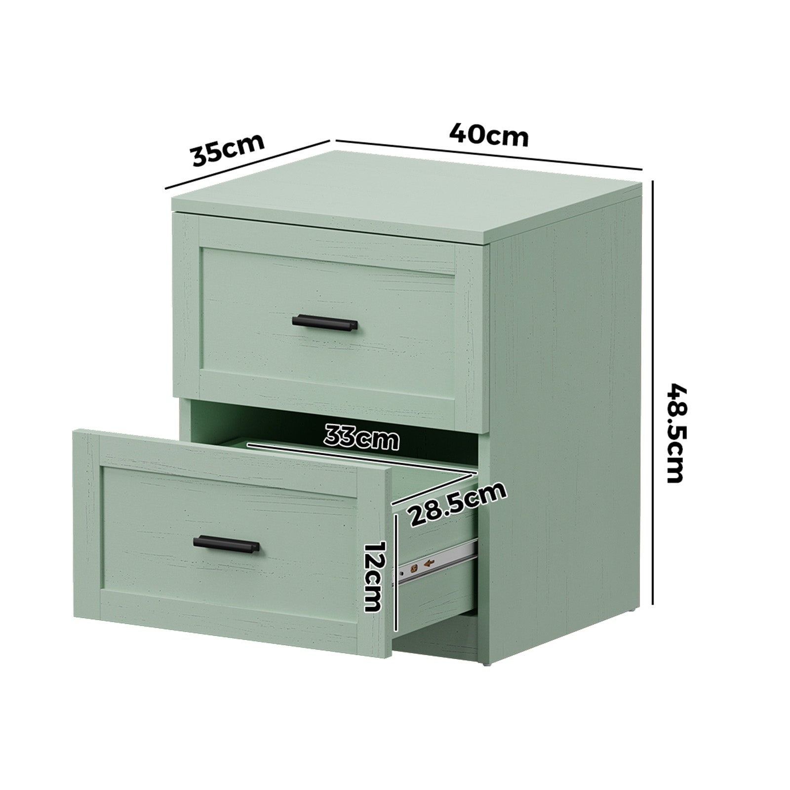 Oikiture Bedside Table 2 Drawers Nightstand Cabinet End Table