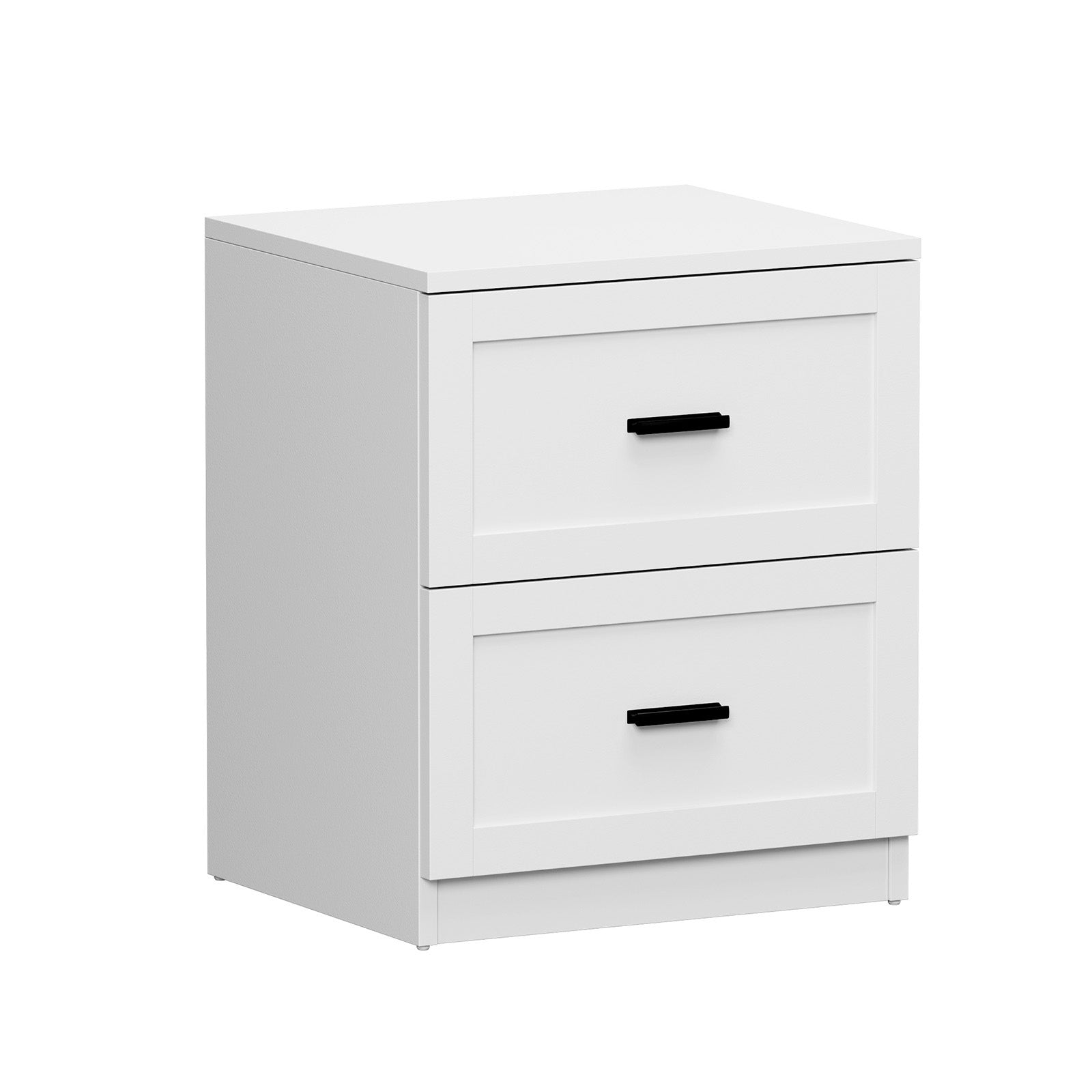 Oikiture Bedside Table 2 Drawers Nightstand Cabinet End Table White