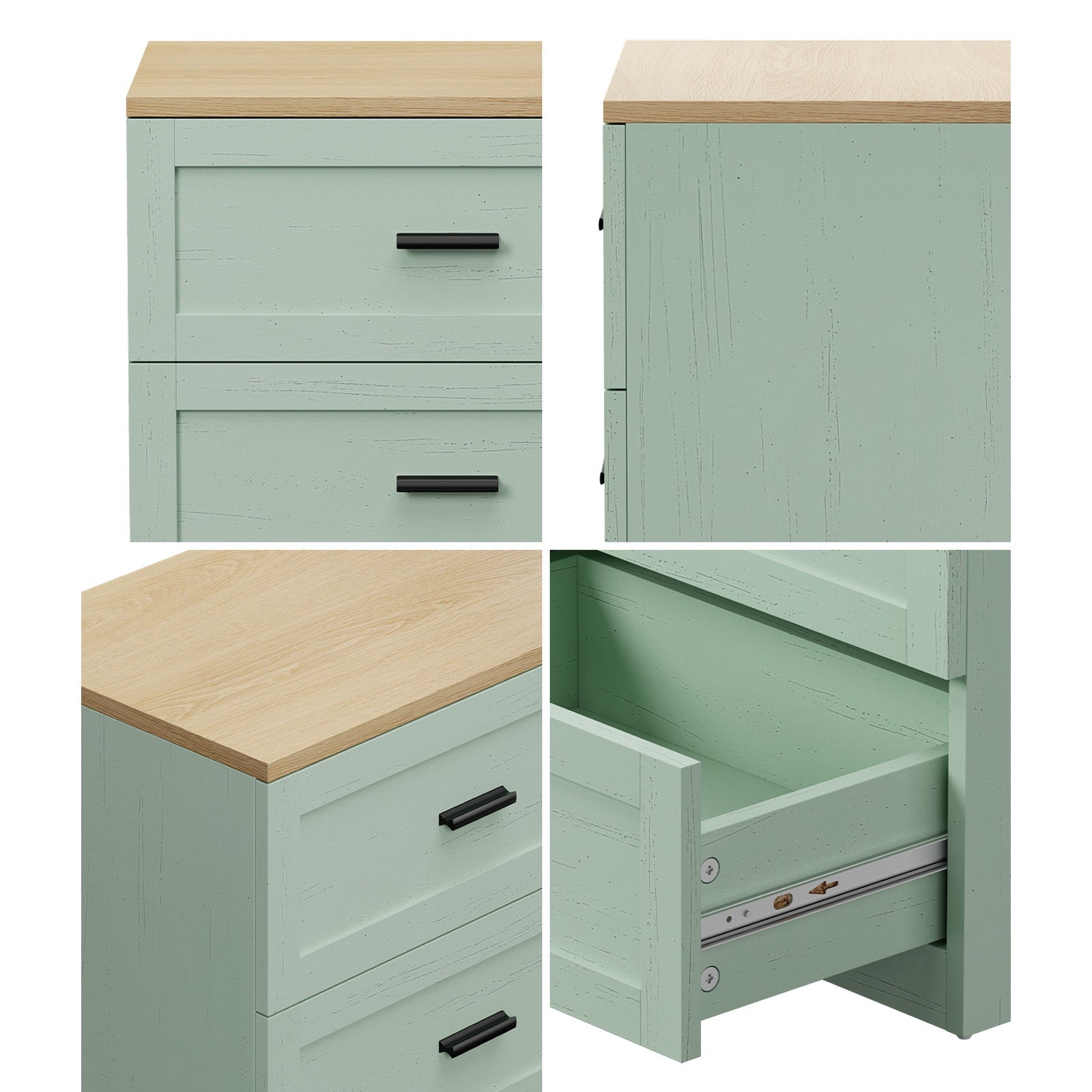 Oikiture Bedside Table 3 Drawers Nightstand Cabinet End Table
