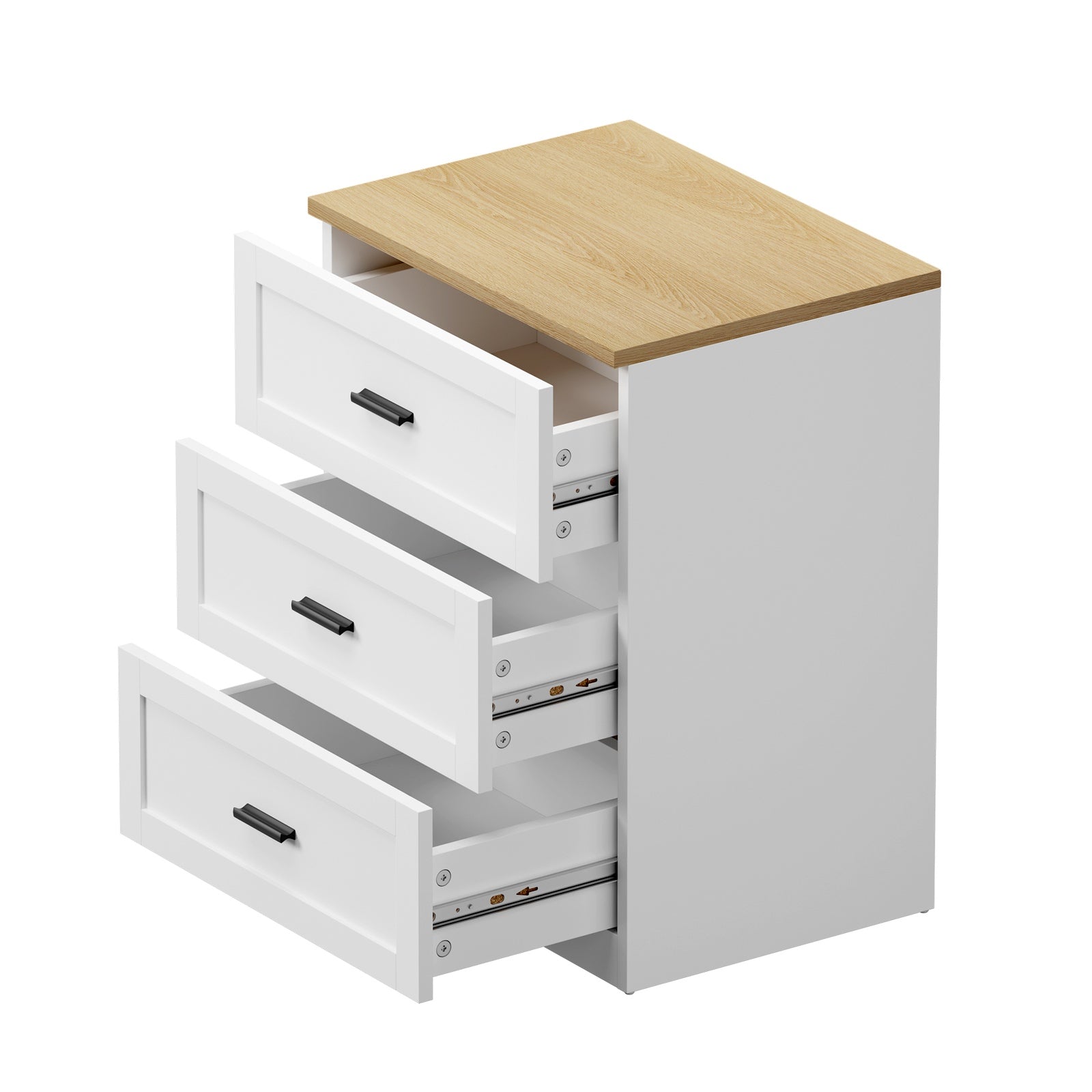 Oikiture Bedside Table 3 Drawers Nightstand Cabinet End Table
