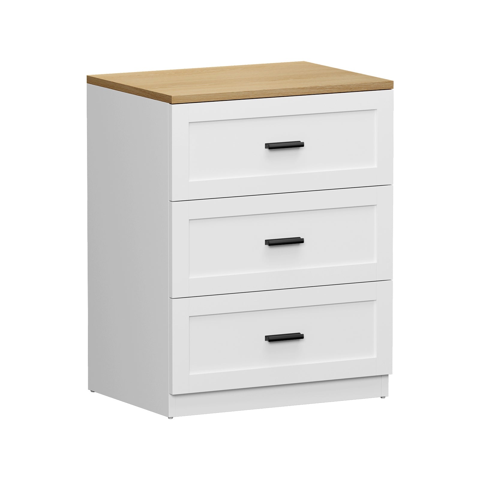 Oikiture Bedside Table 3 Drawers Nightstand Cabinet End Table