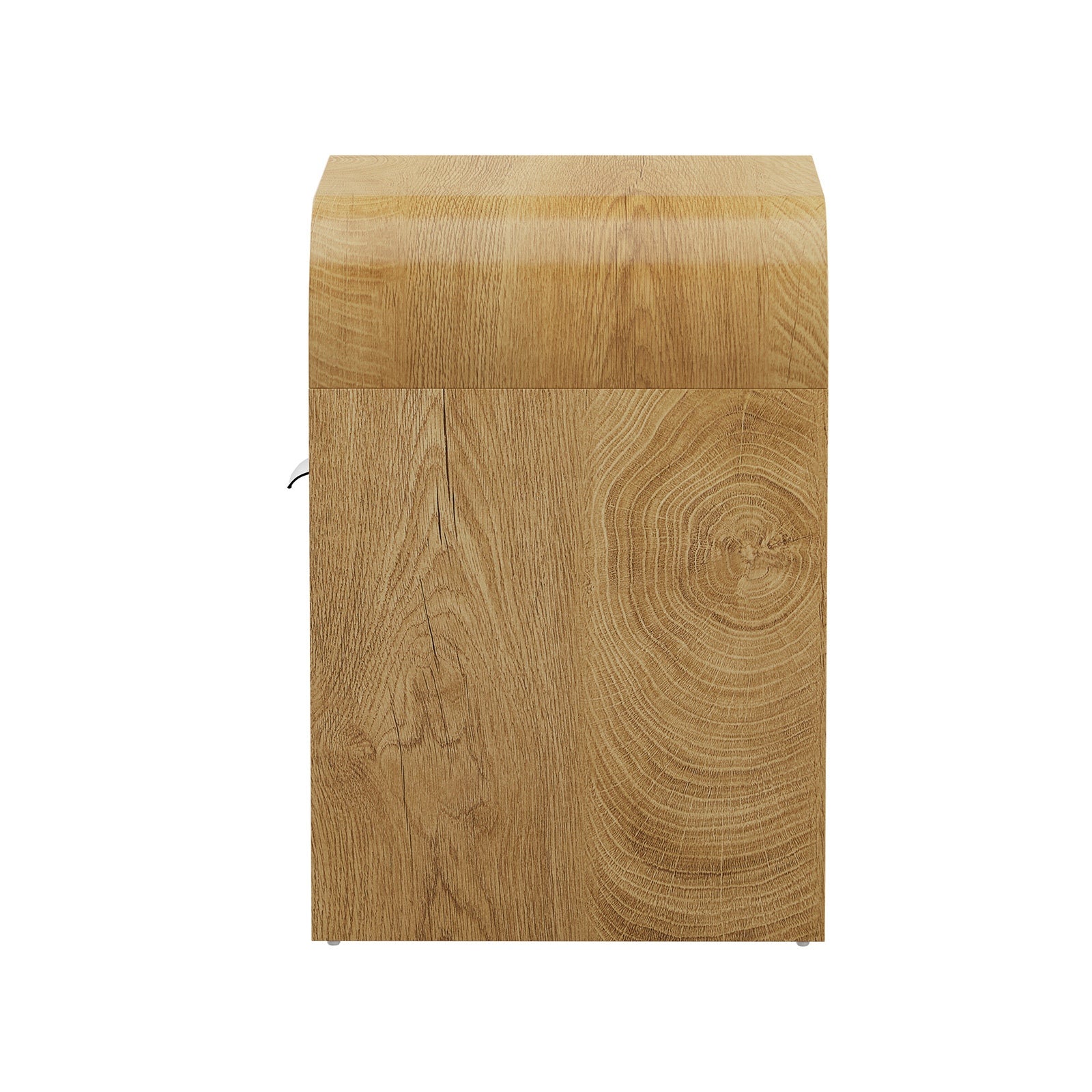 Oikiture Bedside Table Drawer Open Shelf Storage Cabinet Nightstand Natural