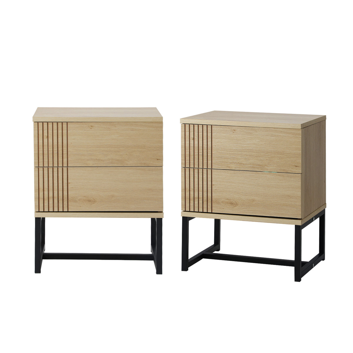 Oikiture Set of 2 Bedside Tables Side Table Bedroom Storage Nightstand Metal - Sunyee