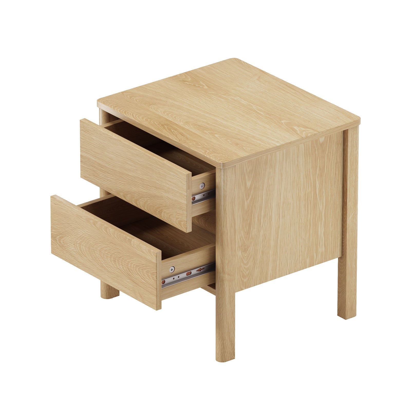 Oikiture Bedside Table 2 Drawers Side Table Nightstand Handle-free Natural