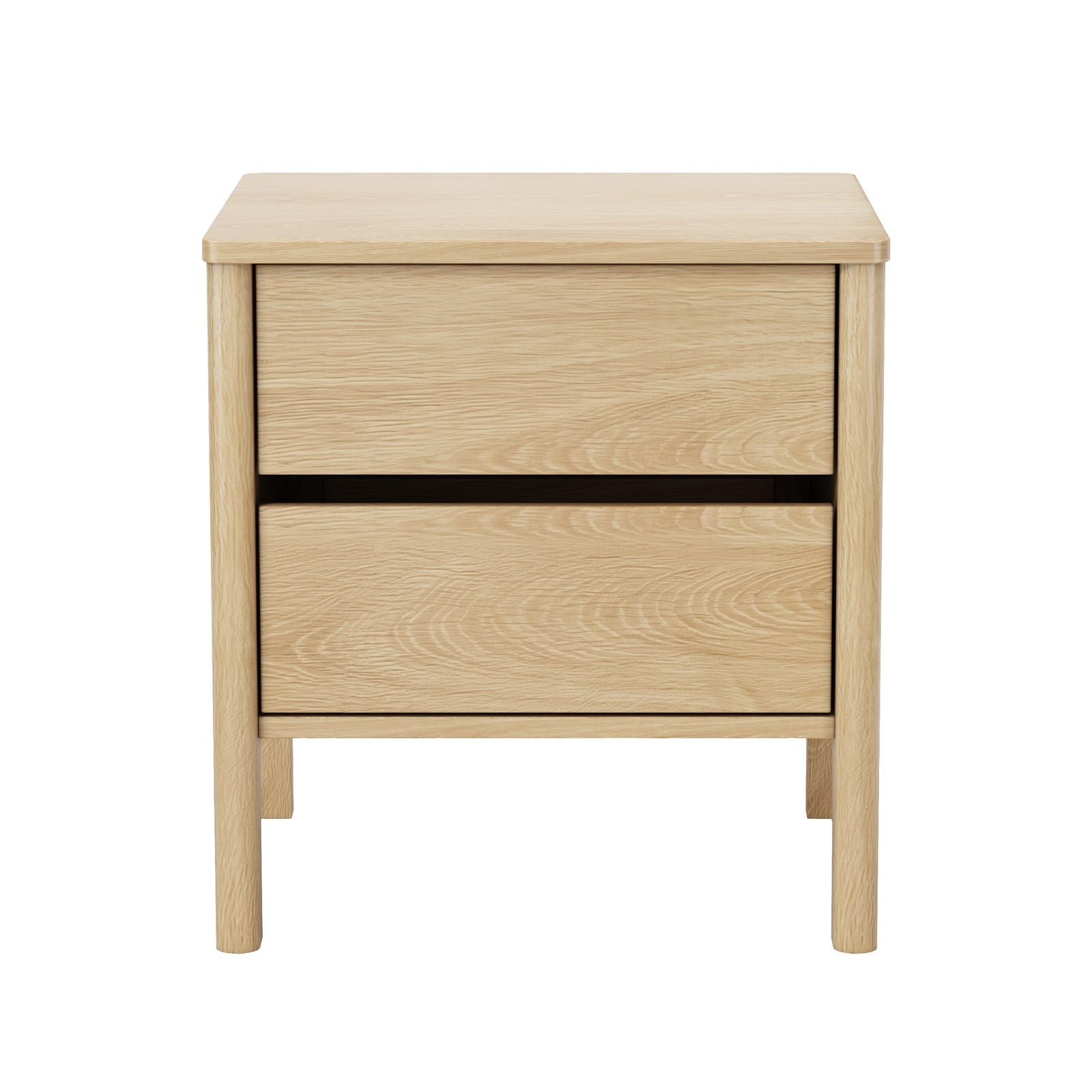 Oikiture 2x Bedside Tables 2 Drawers Side Table Nightstand Handle-free Natural