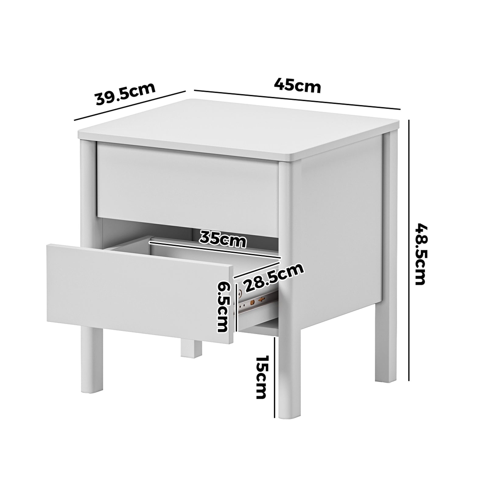 Oikiture Bedside Table 2 Drawers Side Table Nightstand Handle-free White