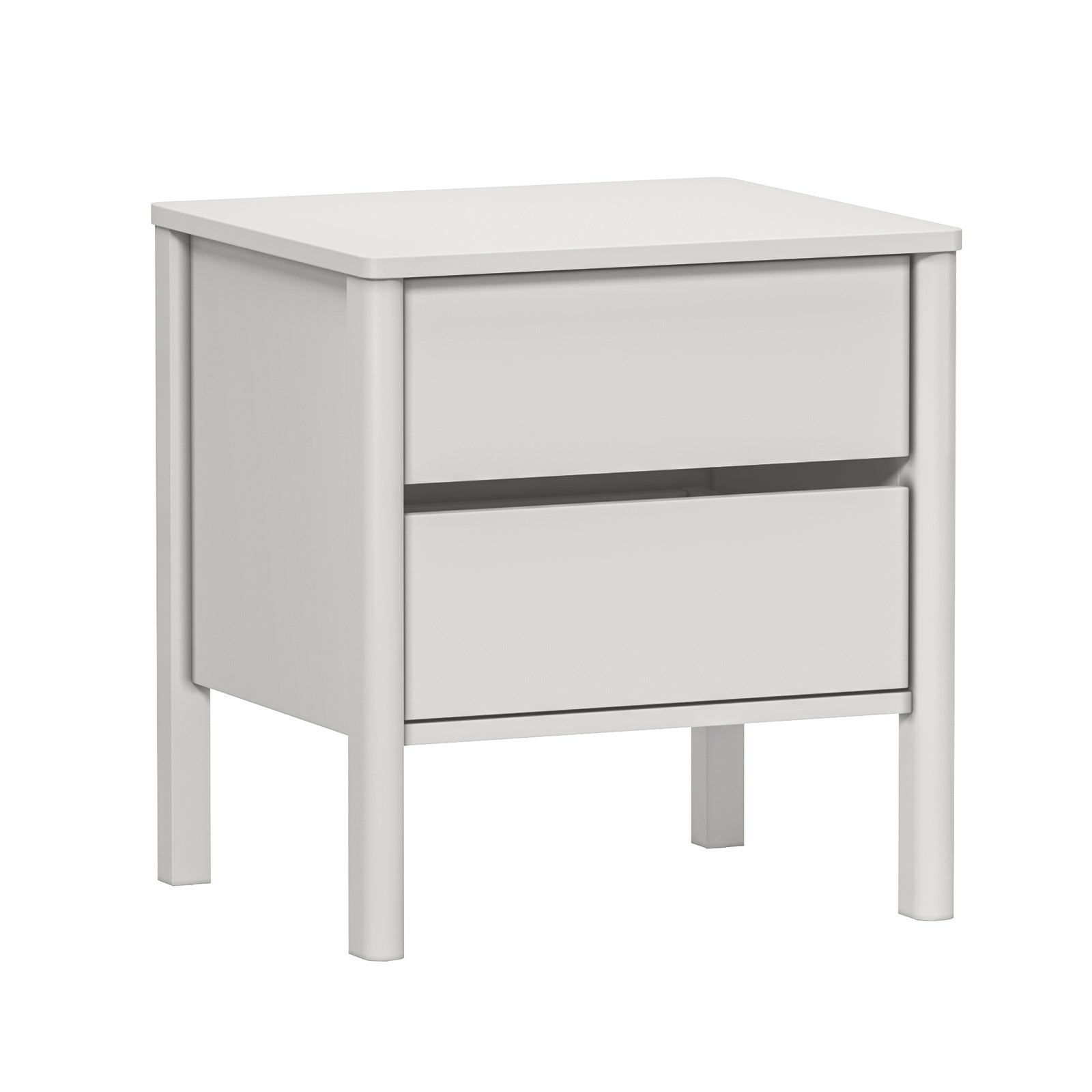 Oikiture Bedside Table 2 Drawers Side Table Nightstand Handle-free White