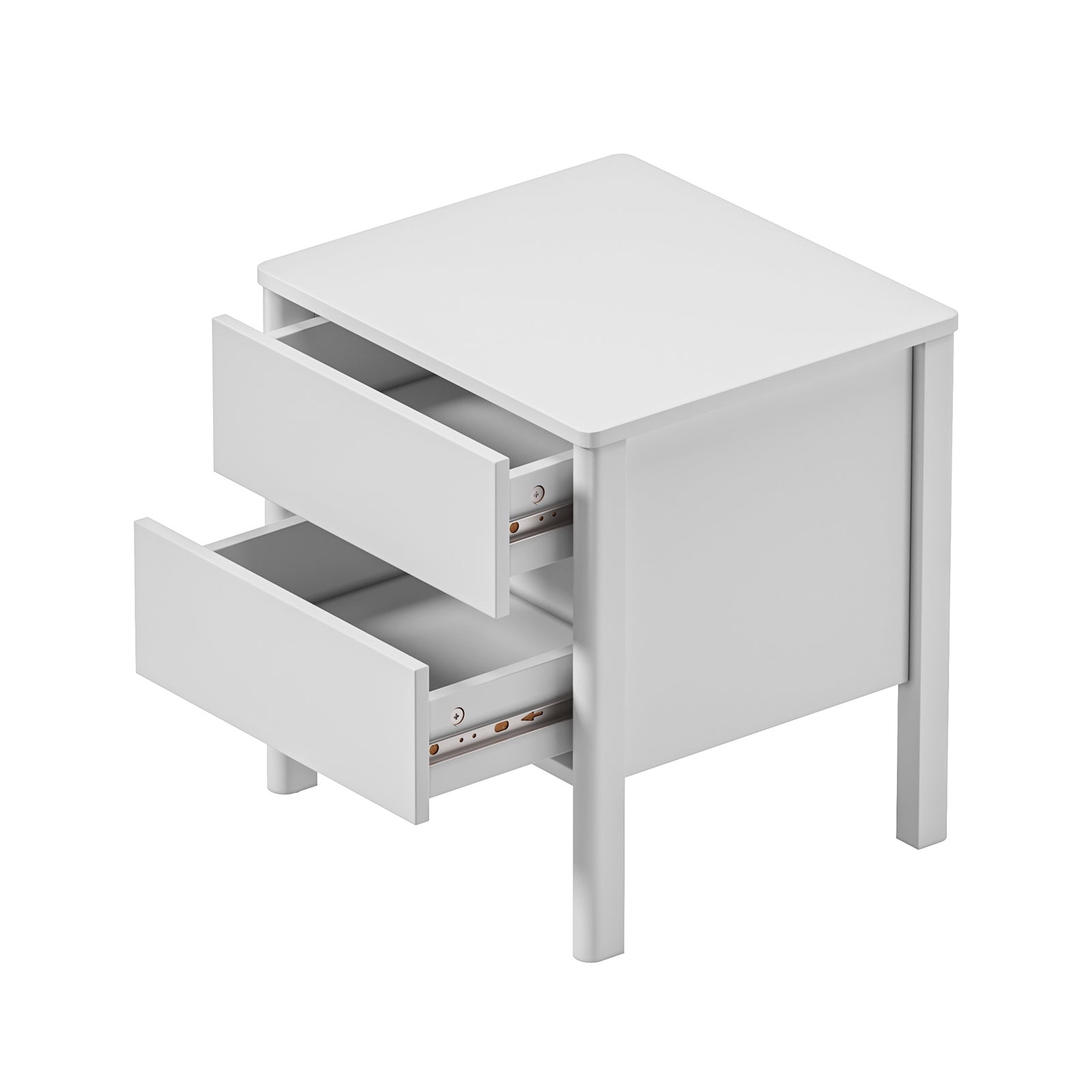 Oikiture 2x Bedside Tables 2 Drawers Side Table Nightstand Handle-free White