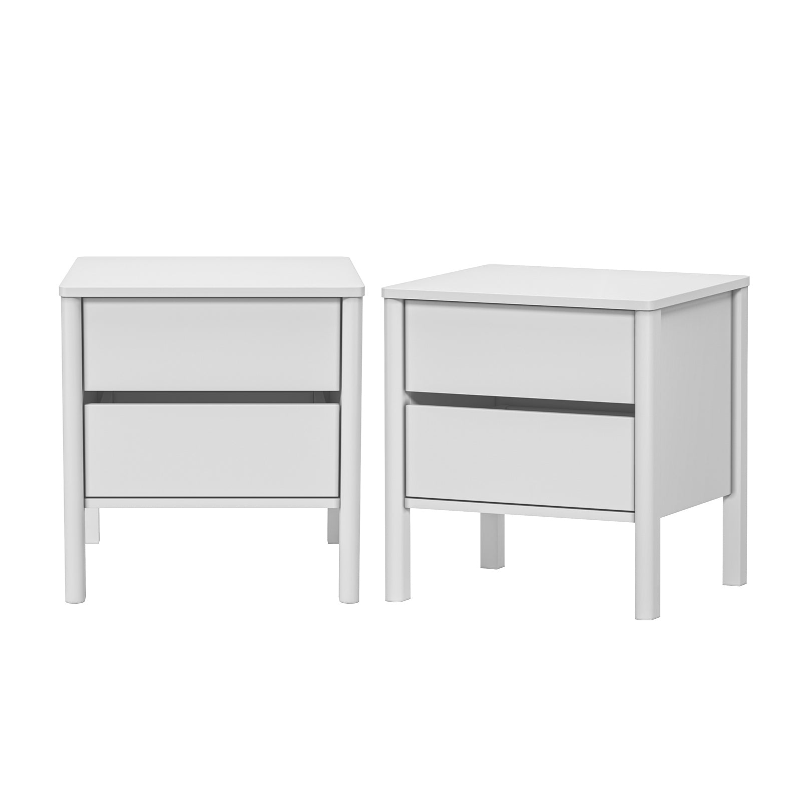 Oikiture 2x Bedside Tables 2 Drawers Side Table Nightstand Handle-free White
