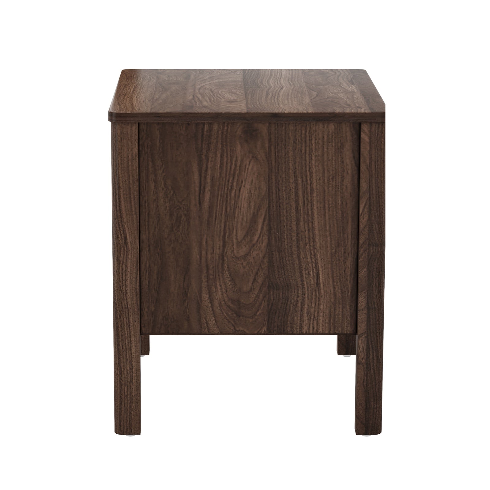 Oikiture Bedside Table 2 Drawers Side Table Nightstand Handle-free Walnut