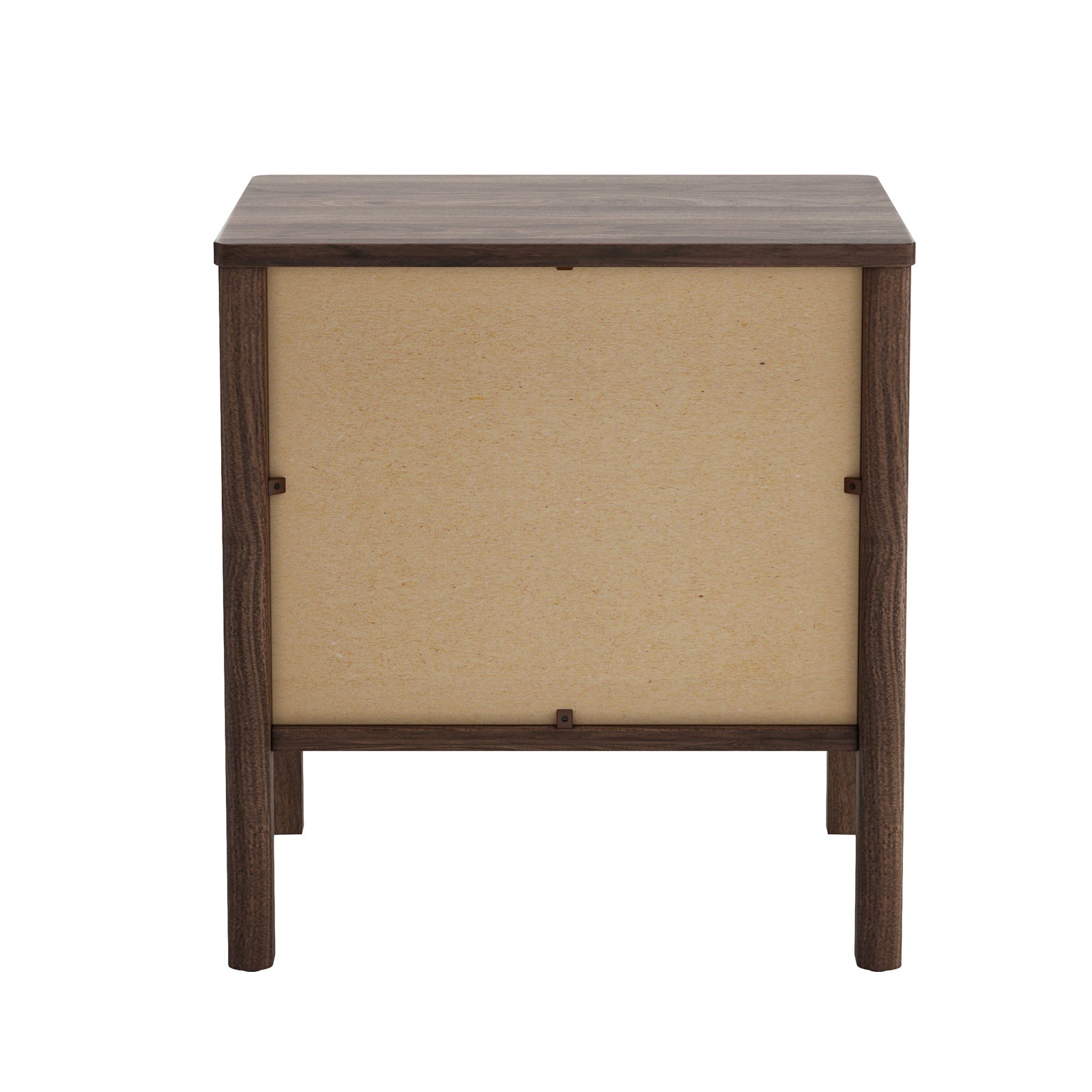 Oikiture 2x Bedside Tables 2 Drawers Side Table Nightstand Handle-free Walnut