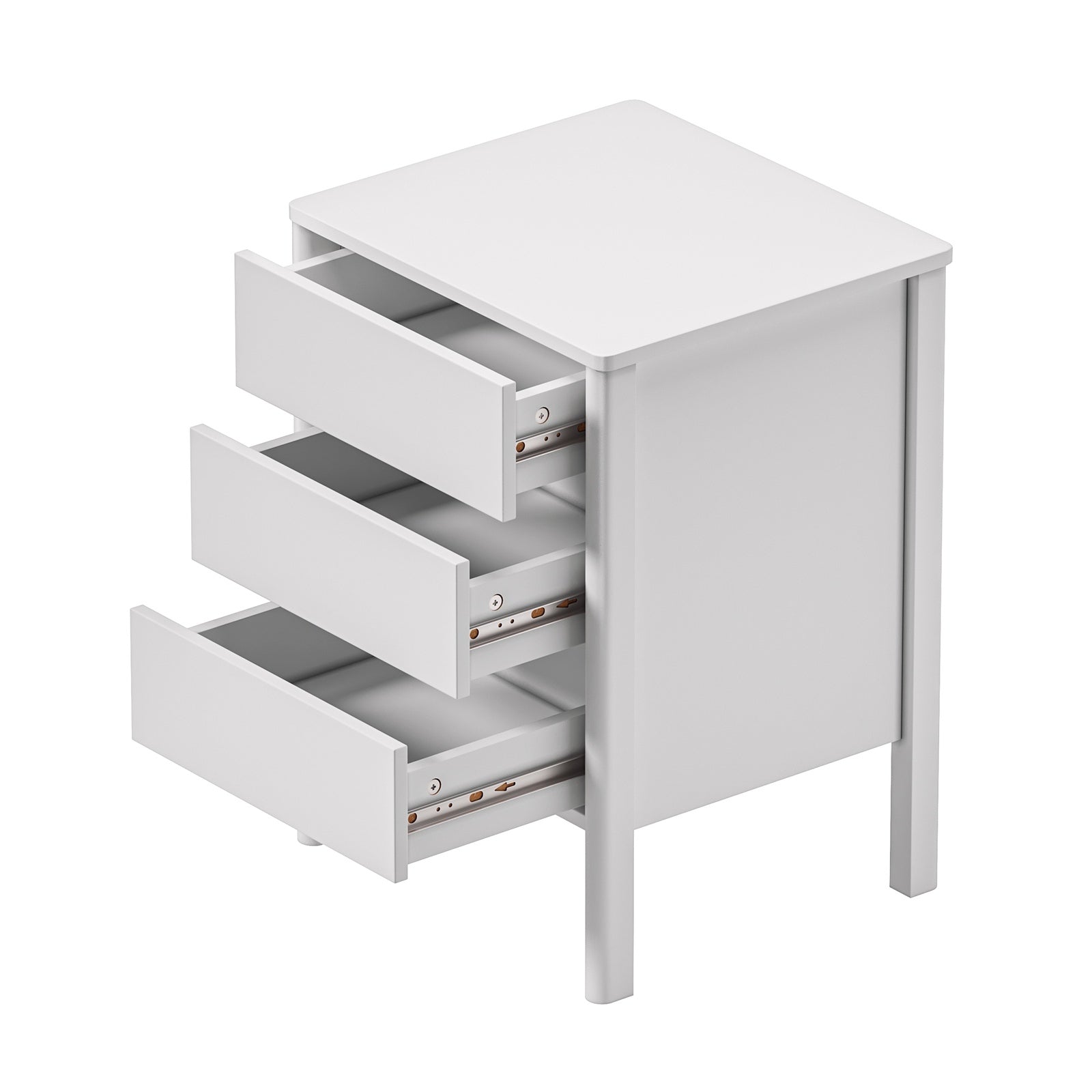 Oikiture Bedside Table 3 Drawers Side Table Nightstand Handle-free White
