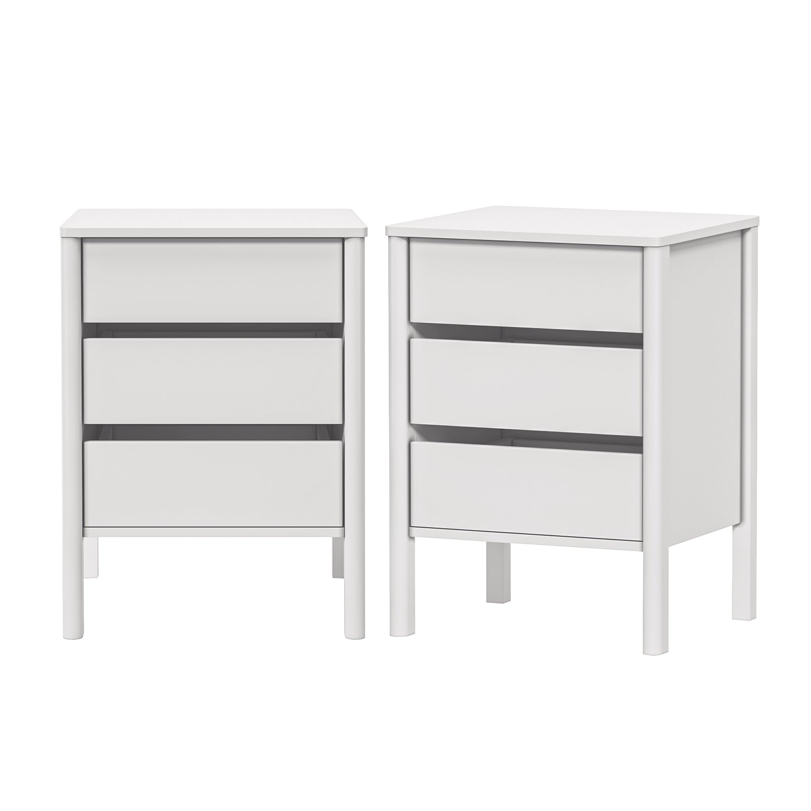 Oikiture 2x Bedside Tables 3 Drawers Side Table Nightstand Handle-free White