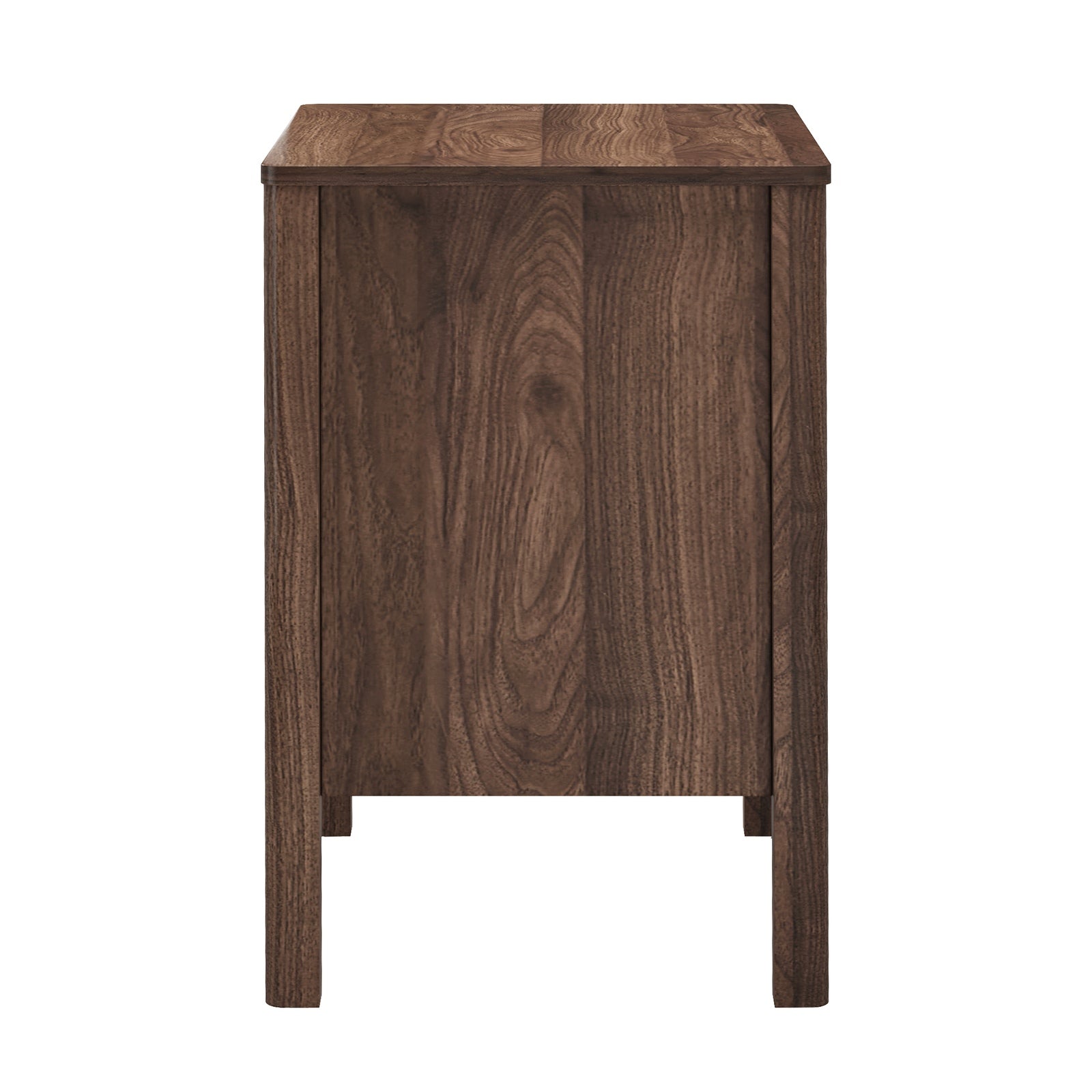 Oikiture Bedside Table 3 Drawers Side Table Nightstand Handle-free Walnut
