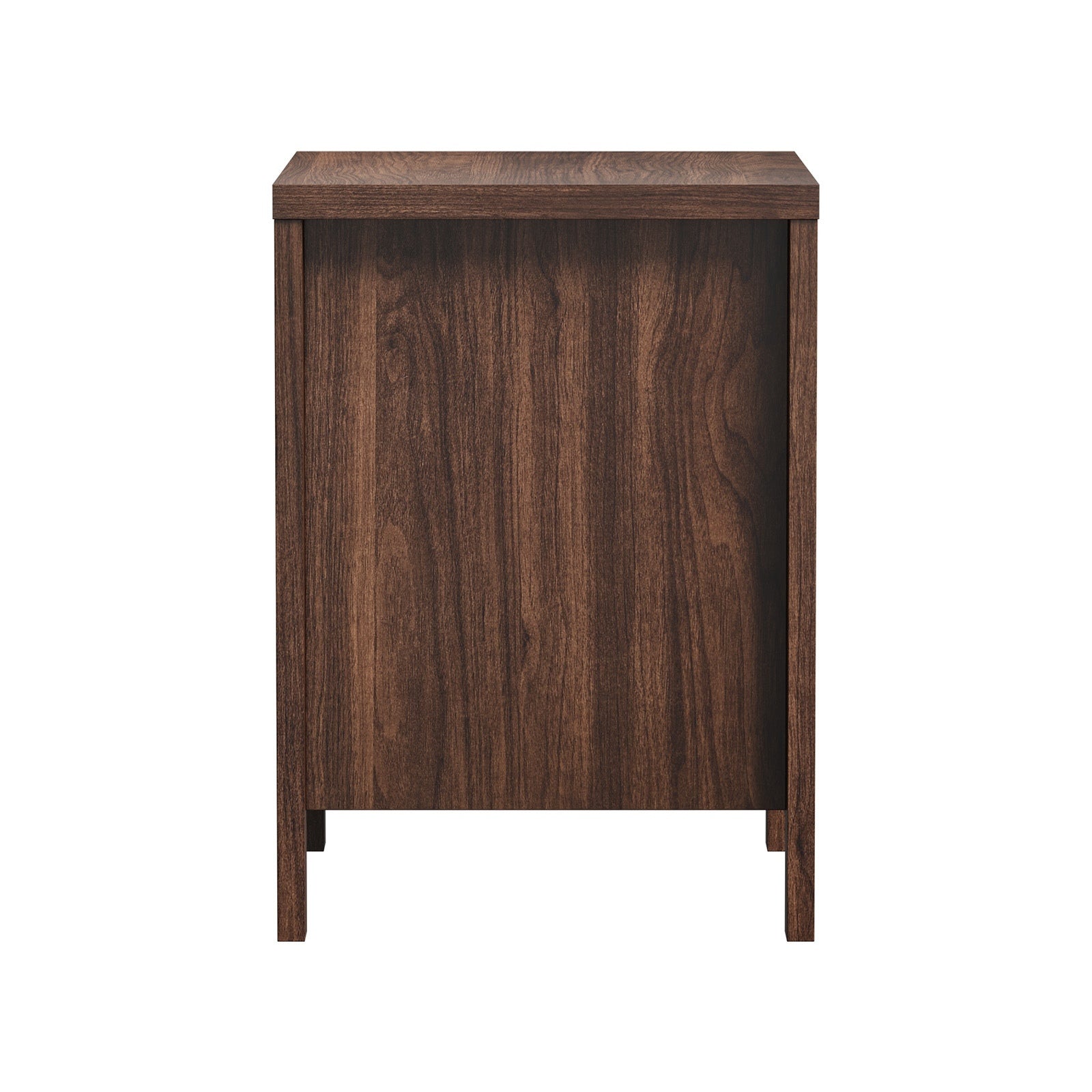 Oikiture 2pc Bedside Table 2 Drawers Storage Nightstand Handle-Free Walnut