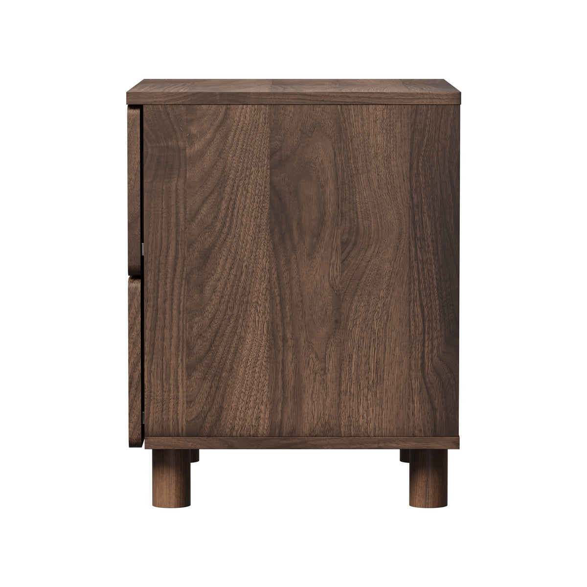 Oikiture Bedside Table Nightstand 2 Drawer Side Storage Handle-free Walnut