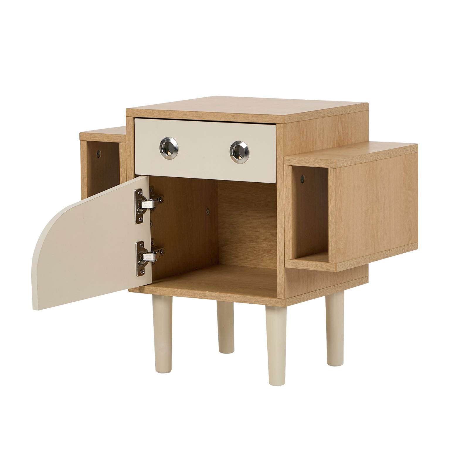 Oikiture Kids Robot Bedside Table Nightstand With Drawer Bedroom Storage Cabinet