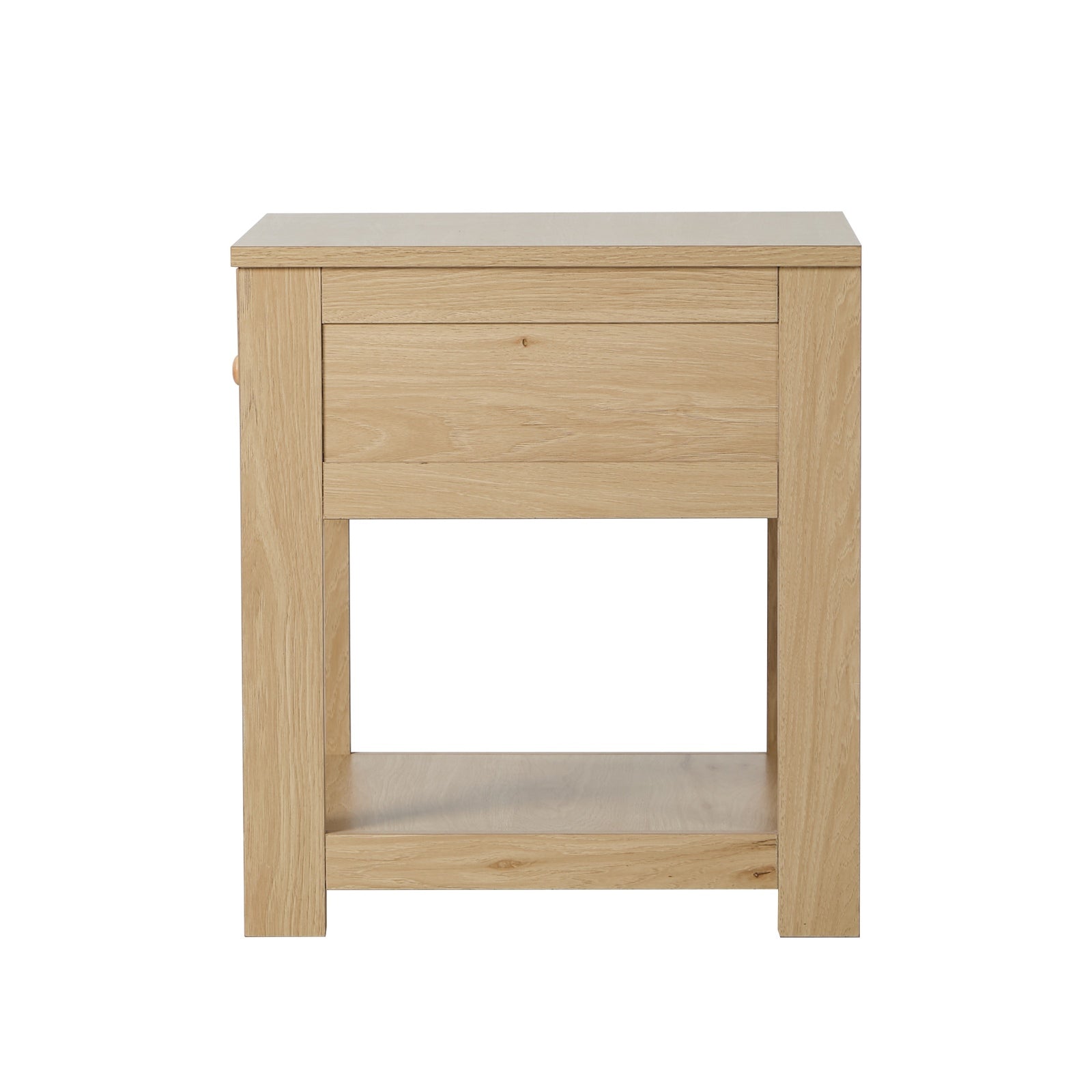 Oikiture 2pc Bedside Table Side End 1 Drawer Storage Shelf Nightstand Natural