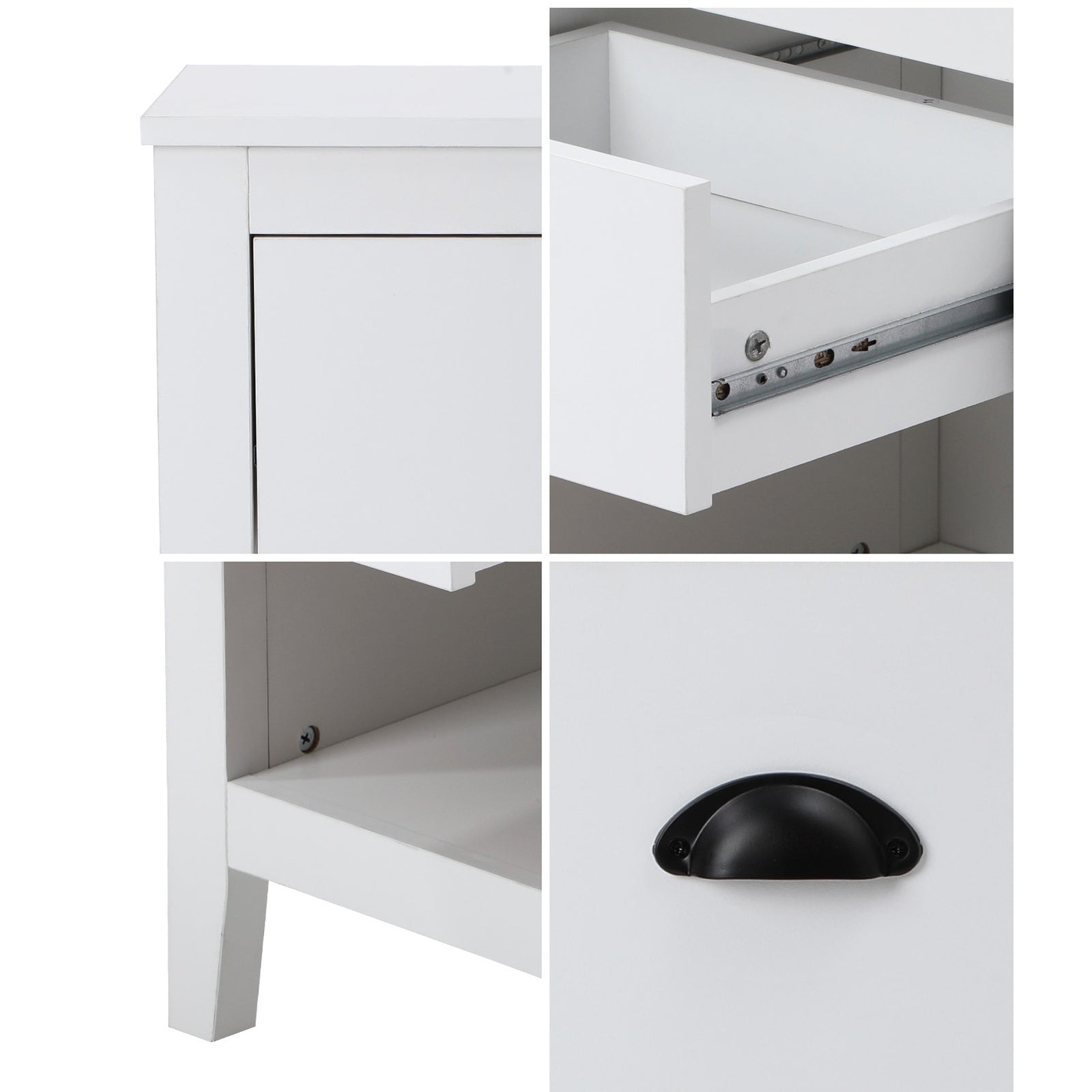 Oikiture Bedside Table Side End Tables Nightstand Storage Cabinet Vintage - Sunyee