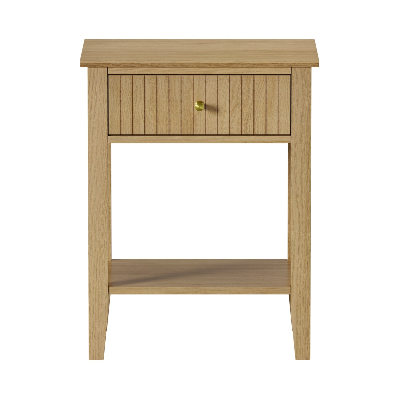 Oikiture Bedside Table with Drawer Side End Table Open Shelf Nightstand Natural - Sunyee