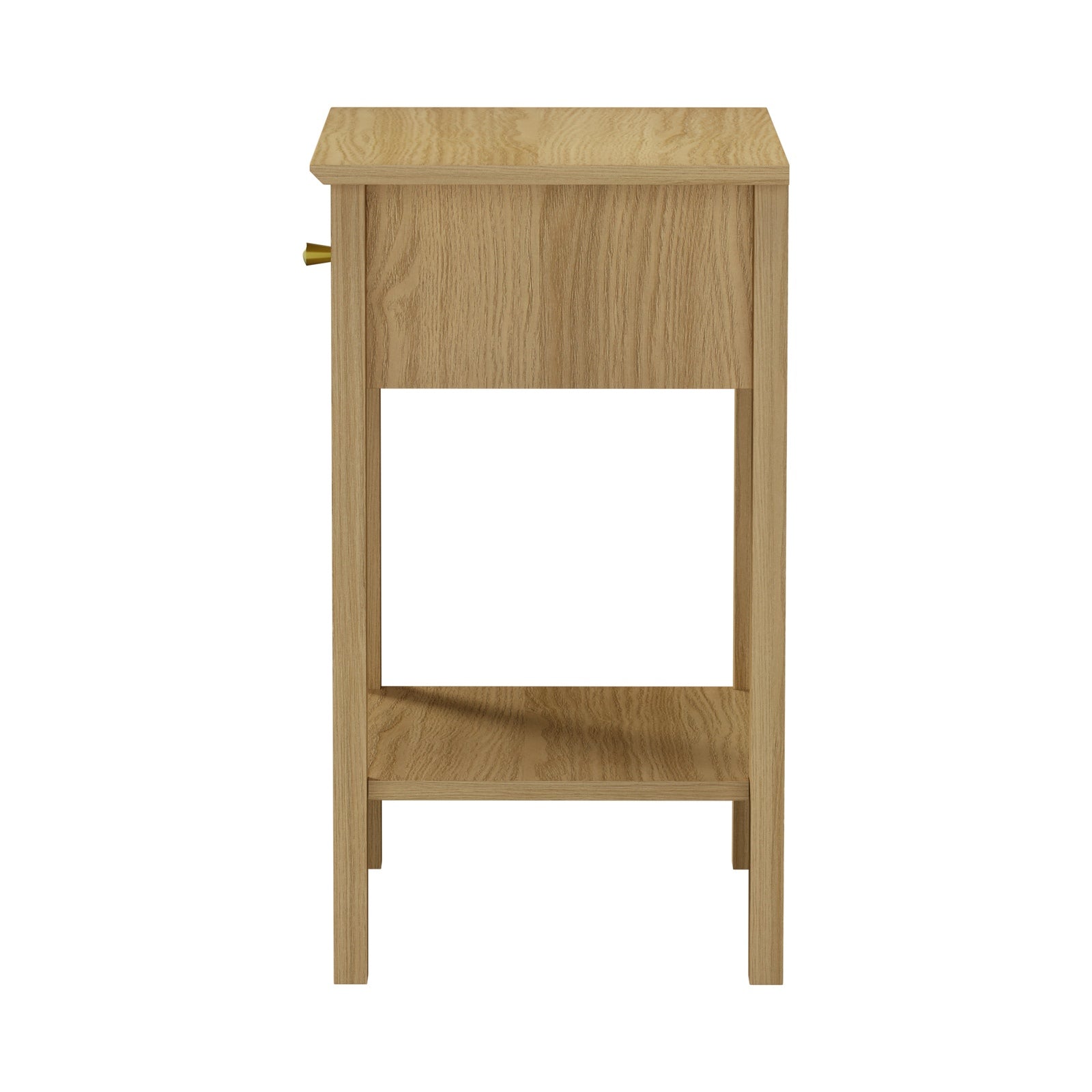 Oikiture Bedside Table with Drawer Side End Table Open Shelf Nightstand Natural - Sunyee