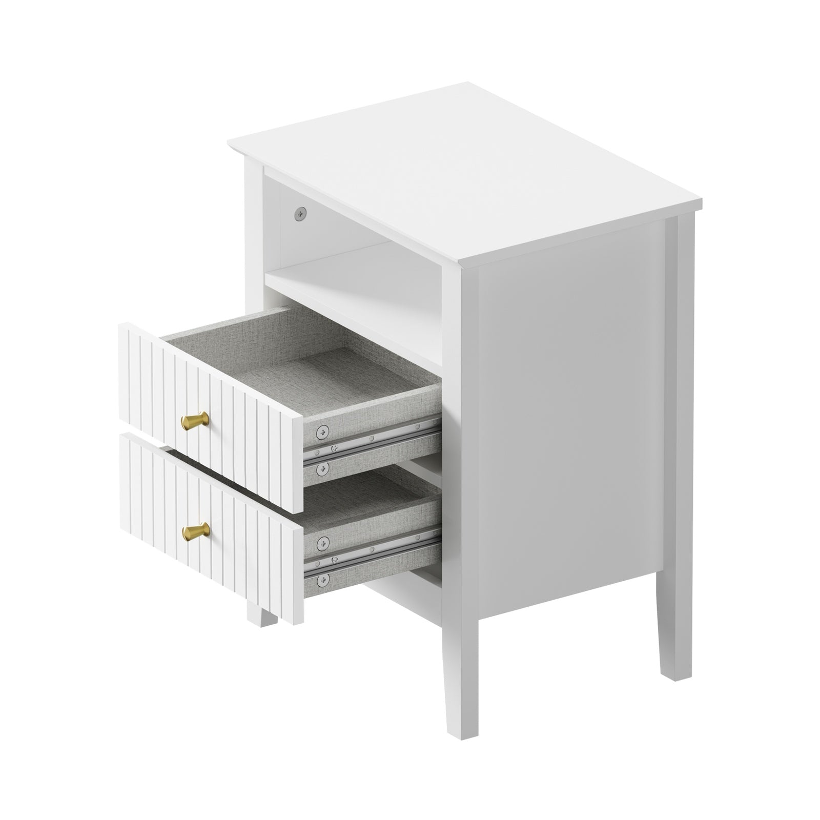 Oikiture Bedside Table Nightstand 2 Drawer with Shelf Storage Cabinet White - Sunyee