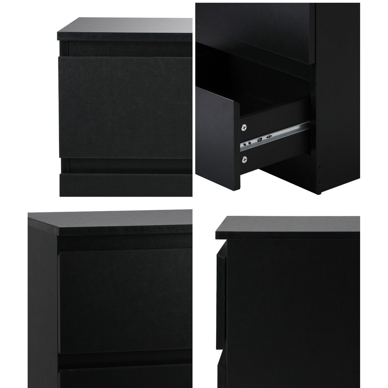 Oikiture Bedside Tables Set of 2 Nightstand Side End Table Storage Cabinet Black - Sunyee