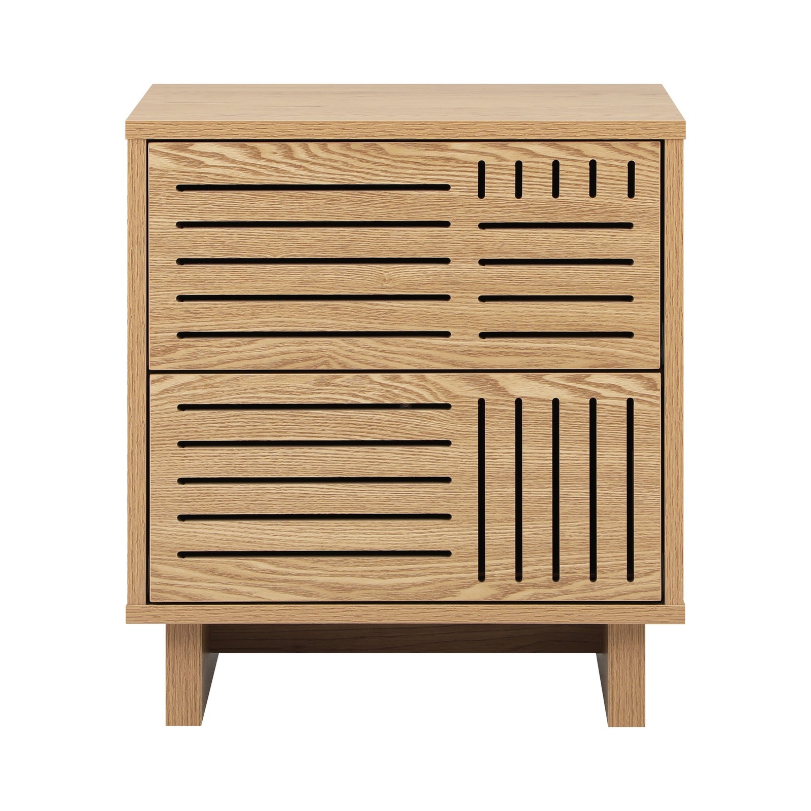 Oikiture Bedside Table 2 Drawers Side Tables Nightstand Storage Cabinet Natural - Sunyee