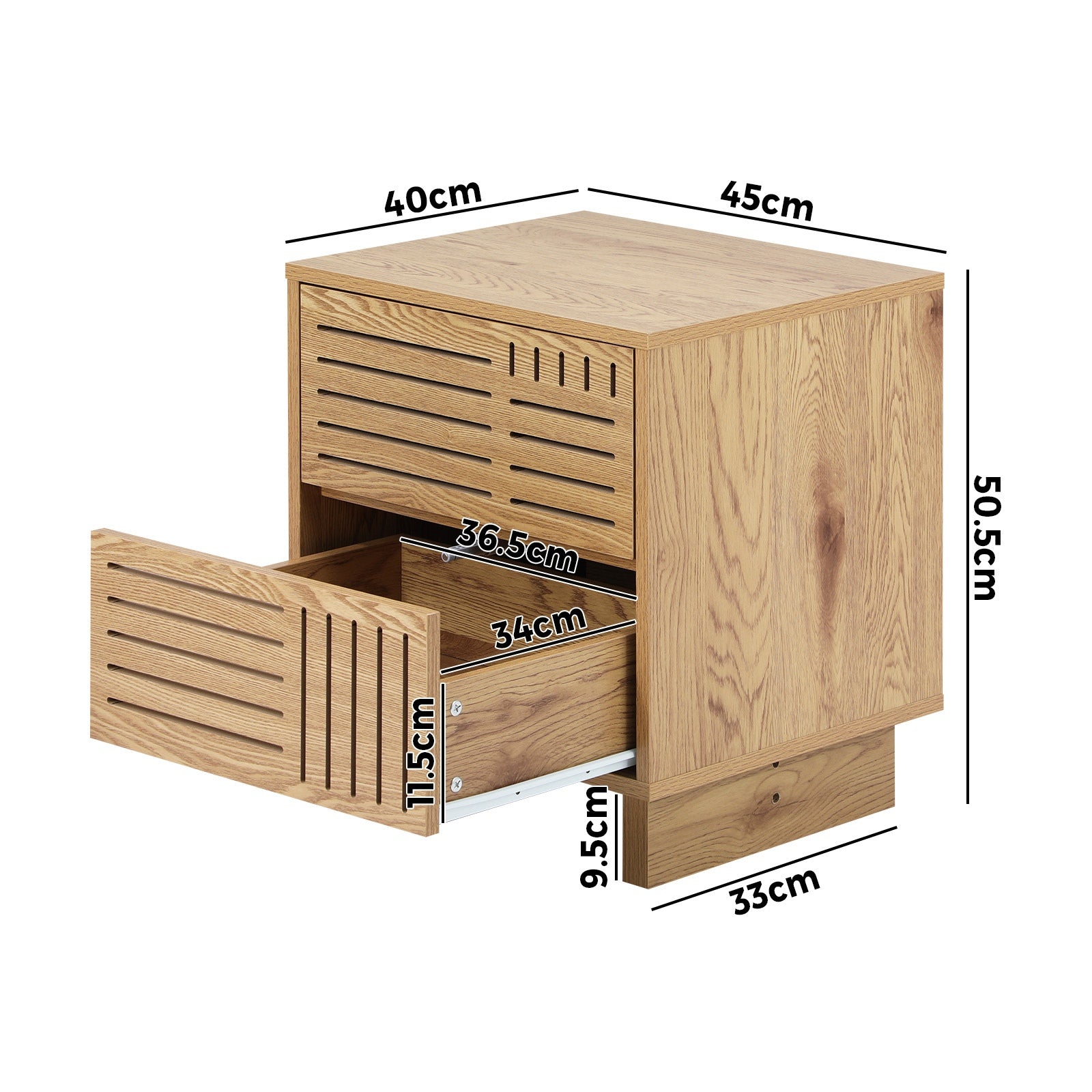 Oikiture Bedside Table 2 Drawers Side Tables Nightstand Storage Cabinet Natural - Sunyee