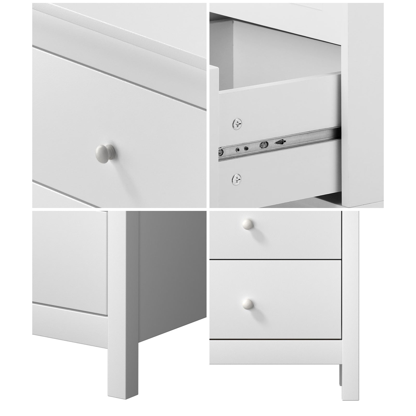 Oikiture Bedside Tables Set of 2 Nightstands Storage Cabinet 3 Drawers White - Sunyee