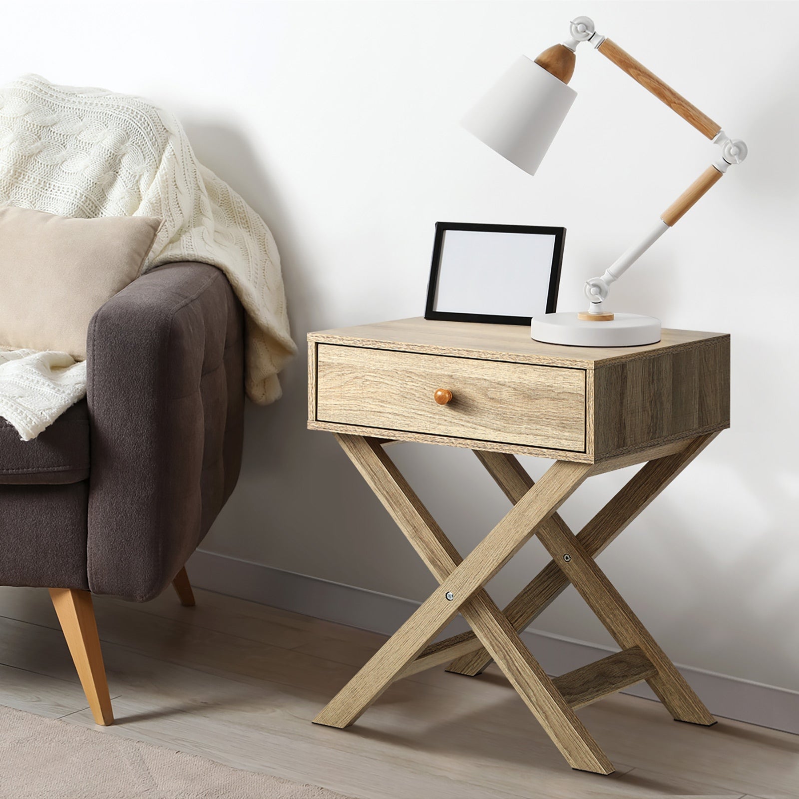 Oikiture Bedside Tables Set of 2 Nightstand Storage Cabinet Side End Table - Sunyee