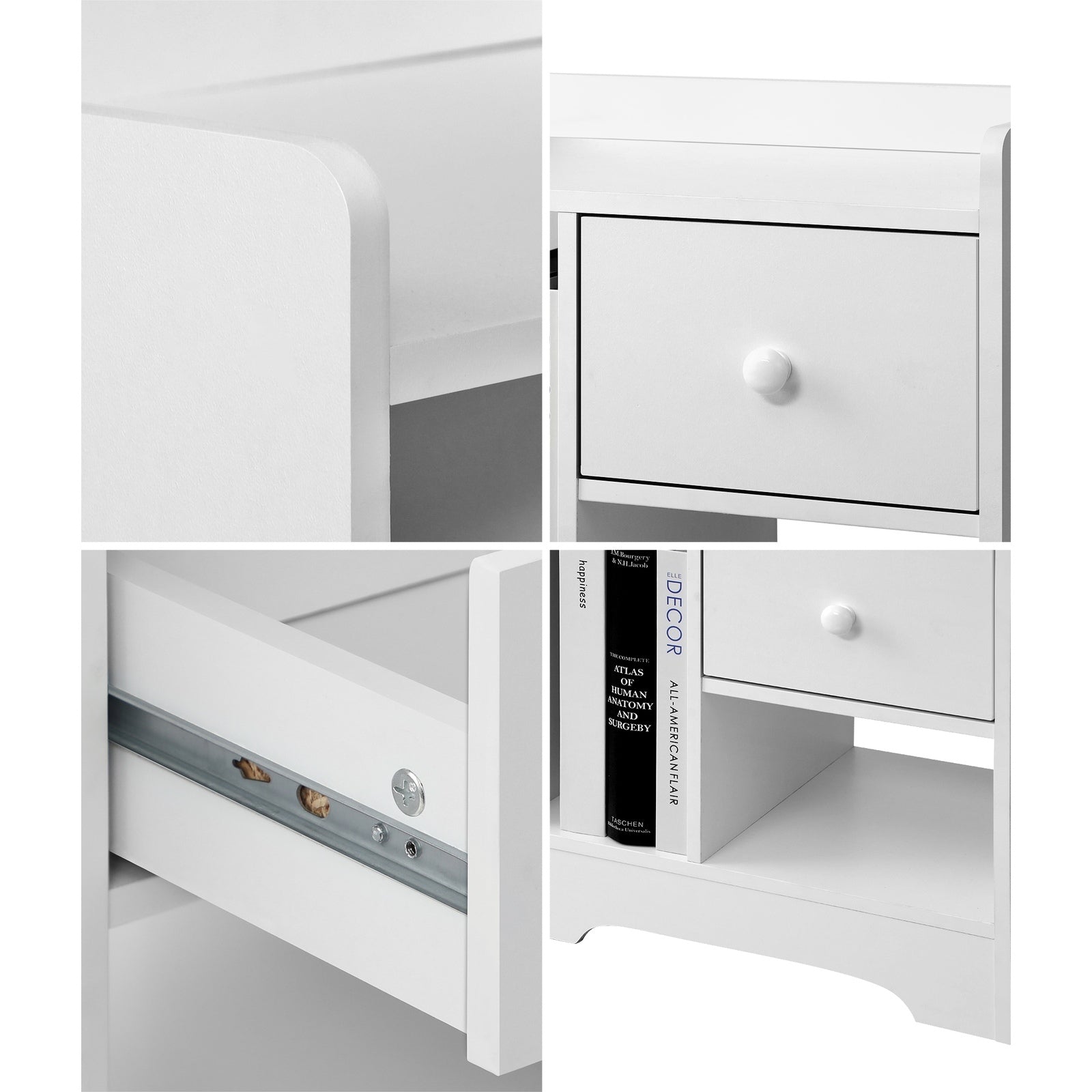 Oikiture Bedside Tables Set of 2 Side Table Nightstand Storage Shelf White - Sunyee