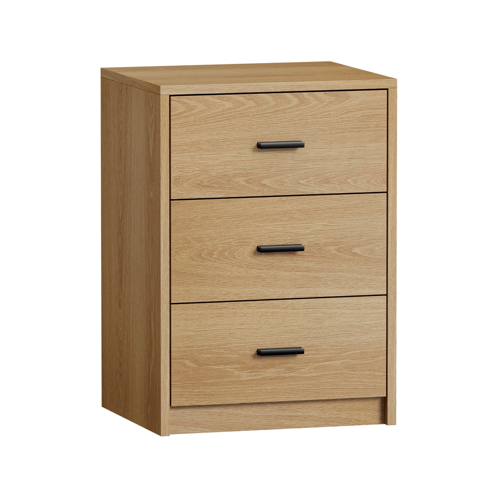 Oikiture Bedside Table 3 Drawers Nightstand Bedroom Storage Side End Natural - Sunyee