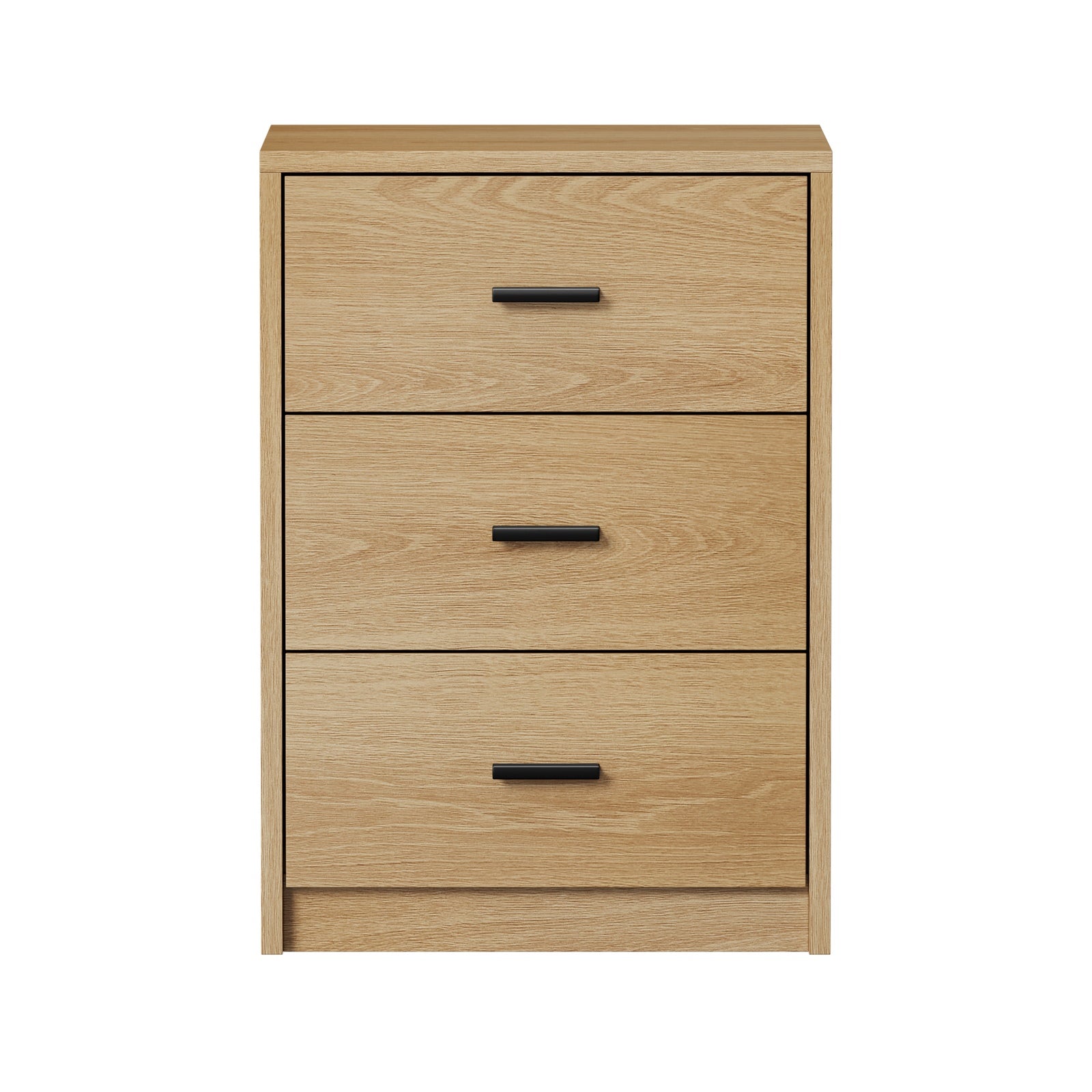 Oikiture Bedside Table 3 Drawers Nightstand Bedroom Storage Side End Natural - Sunyee