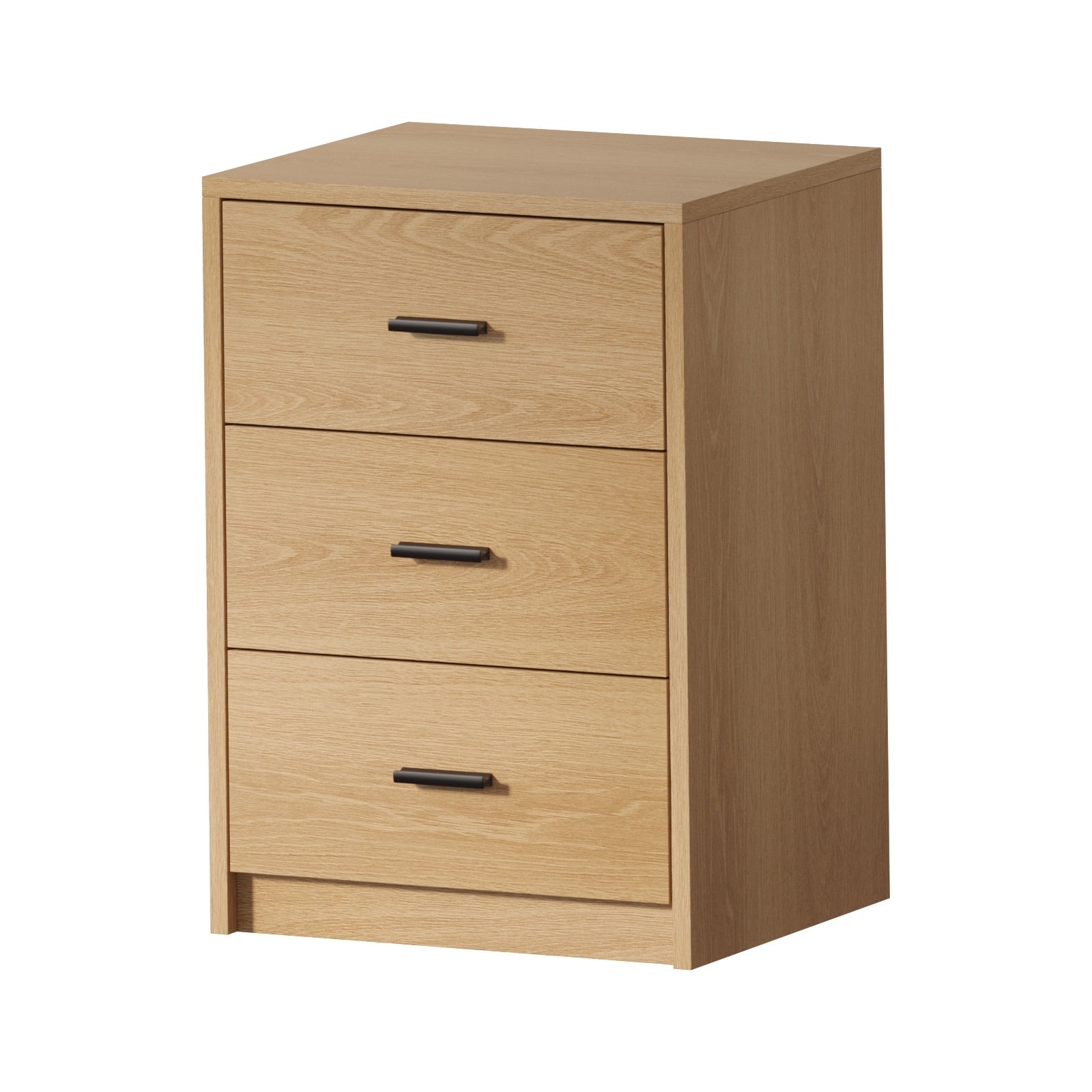 Oikiture Bedside Table 3 Drawers Nightstand Bedroom Storage Side End Natural - Sunyee