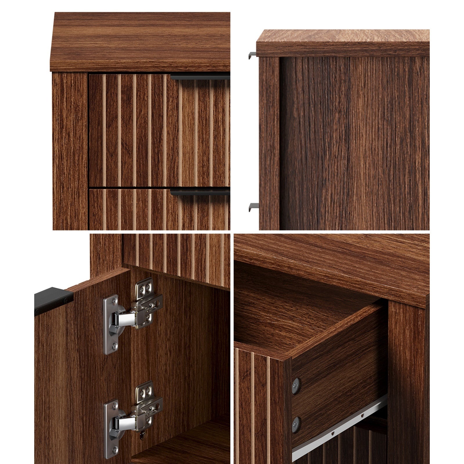 Oikiture Modern Bedside Table Nightstand Drawer Shelf Door Cabinet