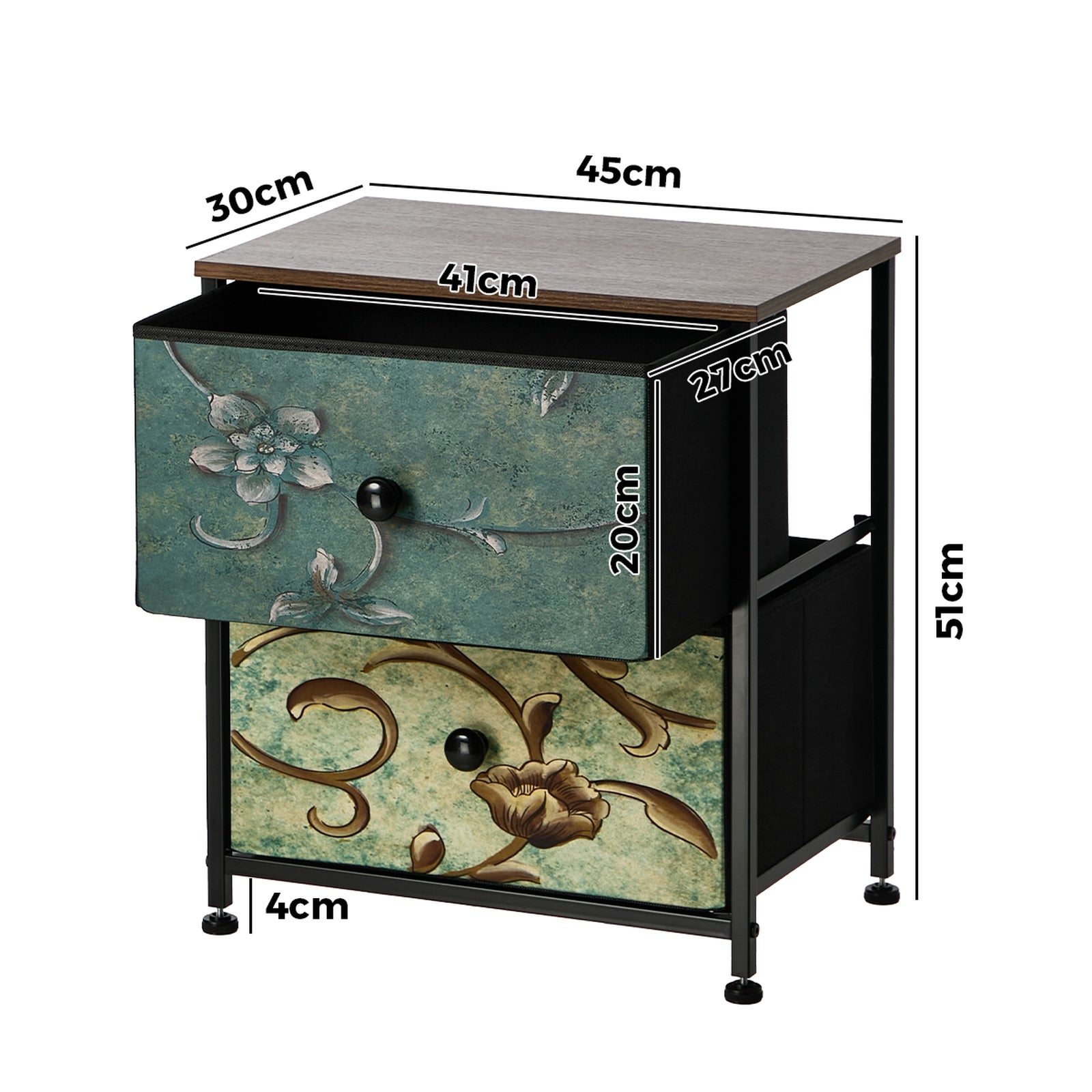 Oikiture 2pc Bedside Tables Fabric Storage Cabinet 2 Drawers Dresser Nightstand - Sunyee