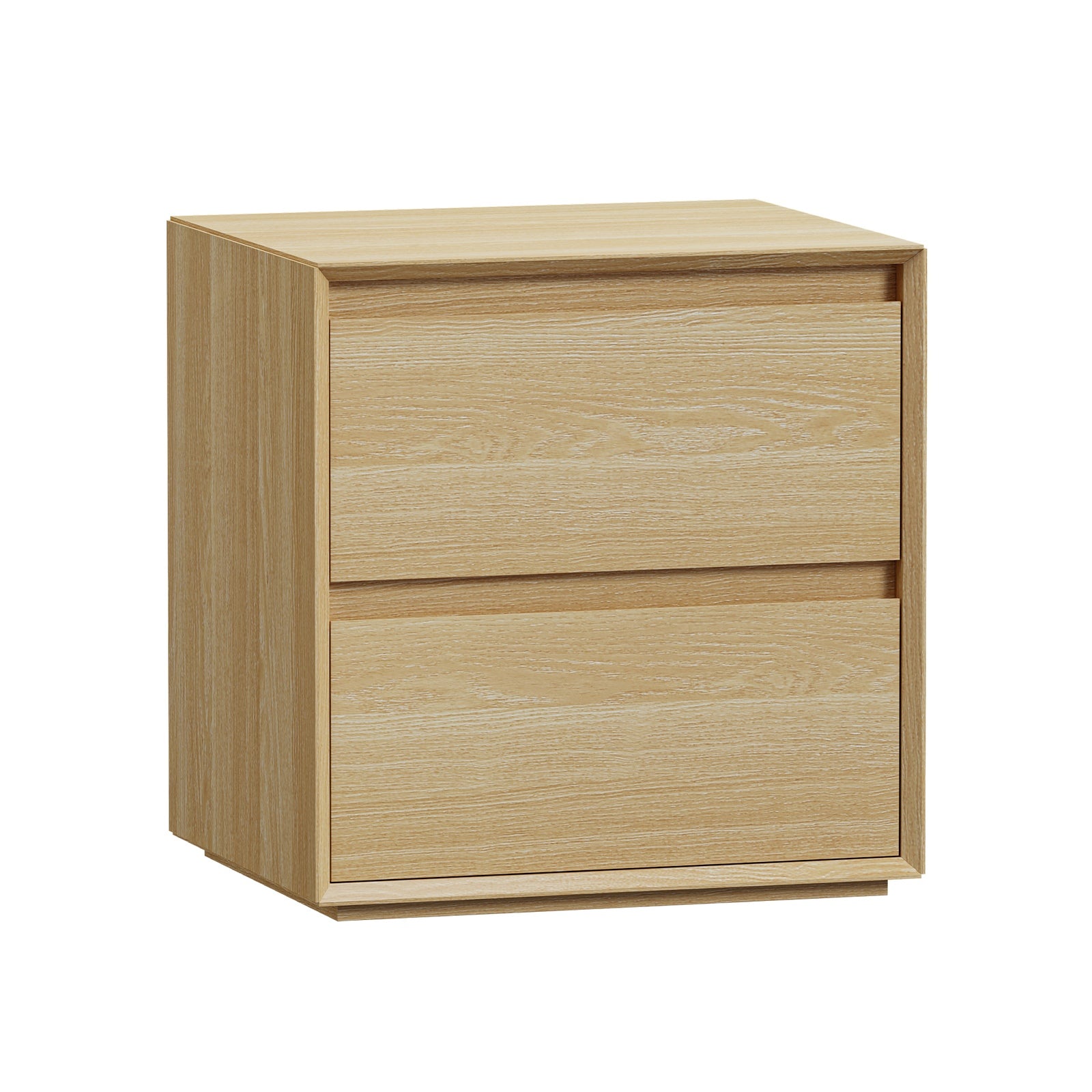 Oikiture 2pc Bedside Table 2 Drawers Bedroom Nightstand Handle-Free Natural
