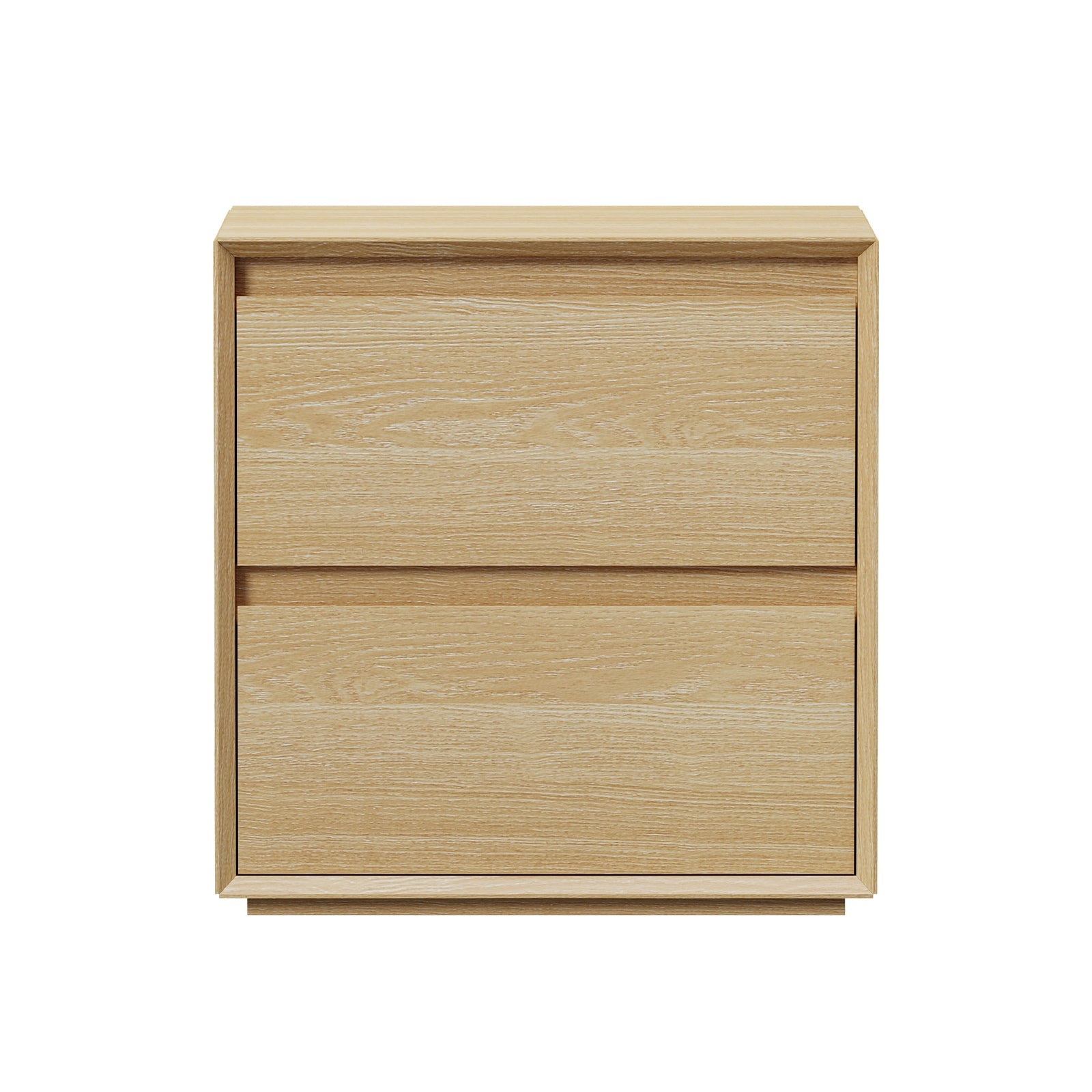 Oikiture 2pc Bedside Table 2 Drawers Bedroom Nightstand Handle-Free Natural