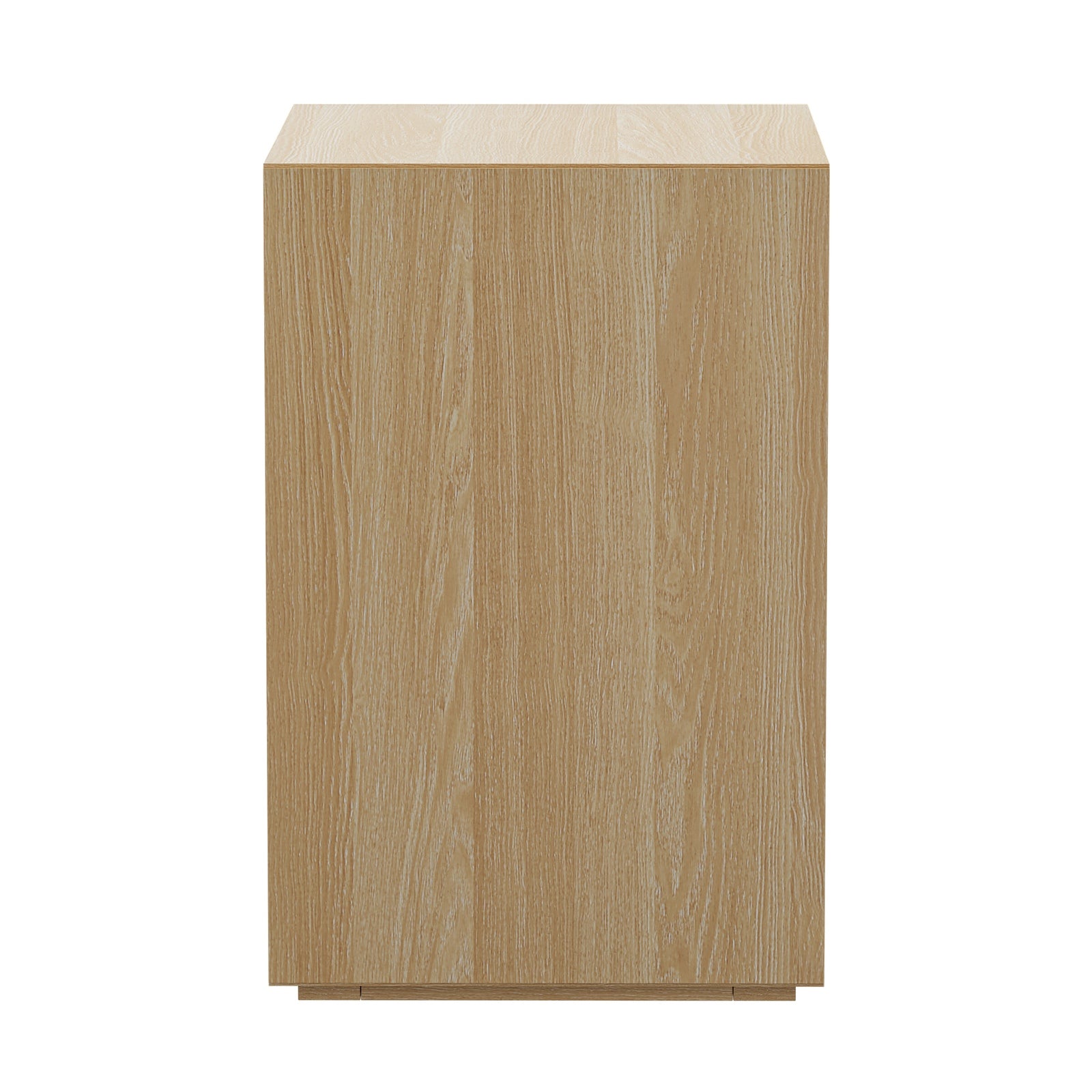 Oikiture Bedside Table 3 Drawers Nightstand Side Storage Handle-Free Natural