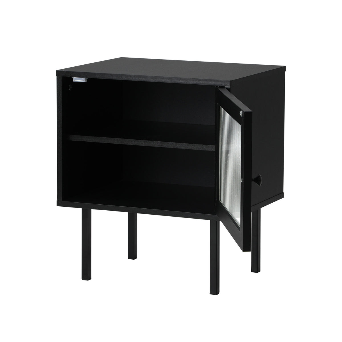 Oikiture Bedside Tables Nightstand Storage Cabinet Side End Table Wood Black - Sunyee
