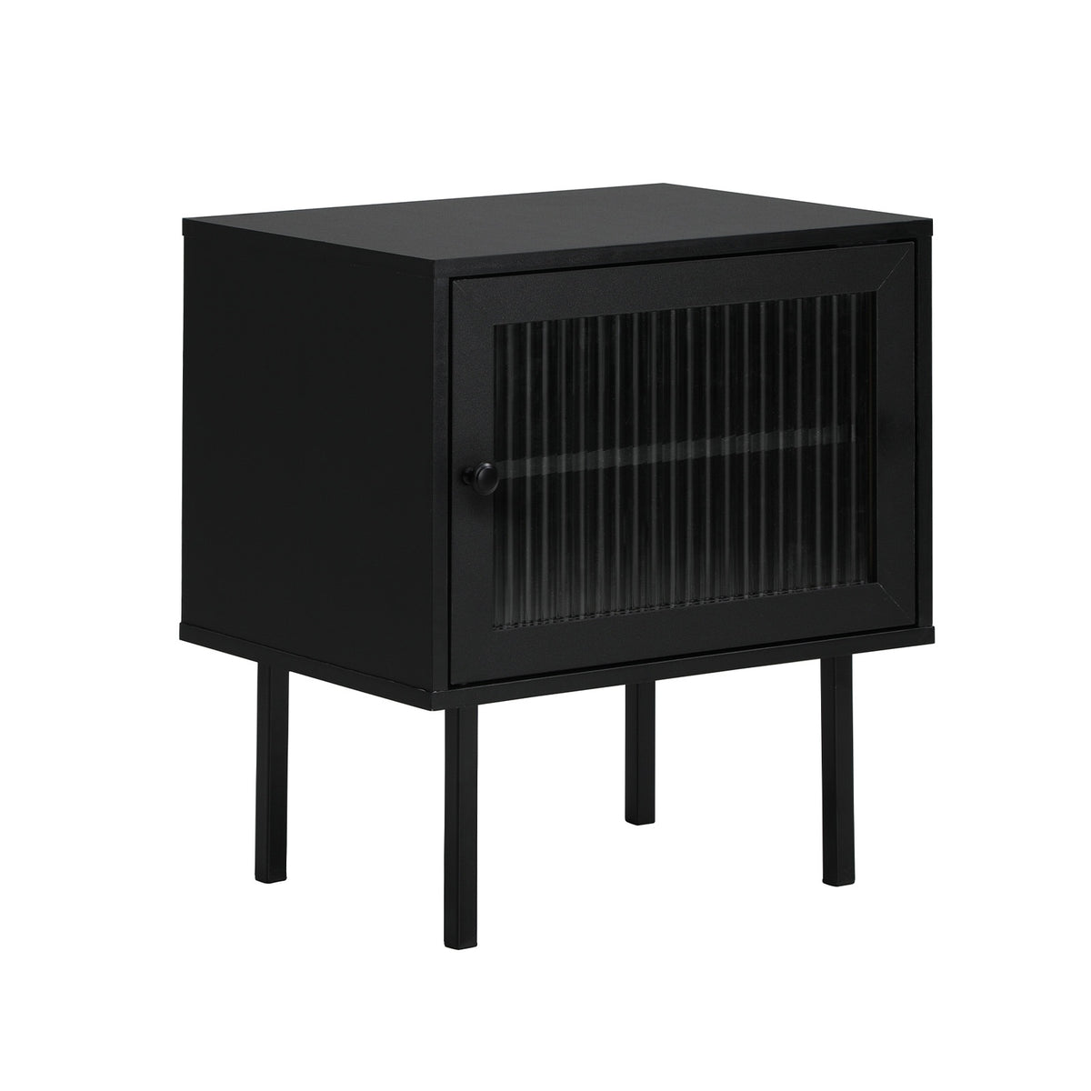 Oikiture Bedside Tables Nightstand Storage Cabinet Side End Table Wood Black - Sunyee
