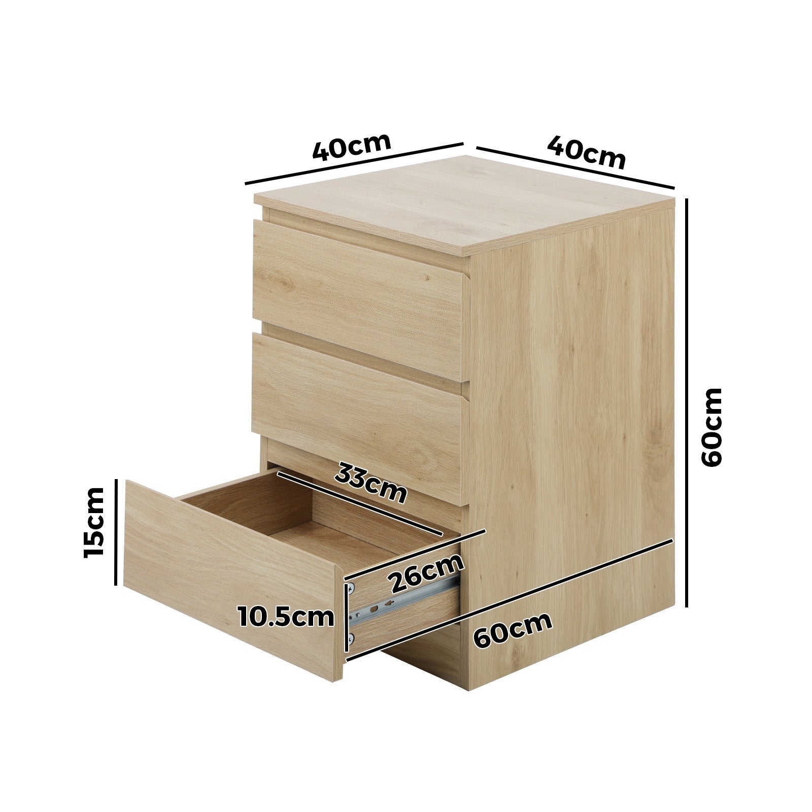 Oikiture Bedside Tables Set of 2 Side Table Storage Cabinet Nightstand Natural - Sunyee
