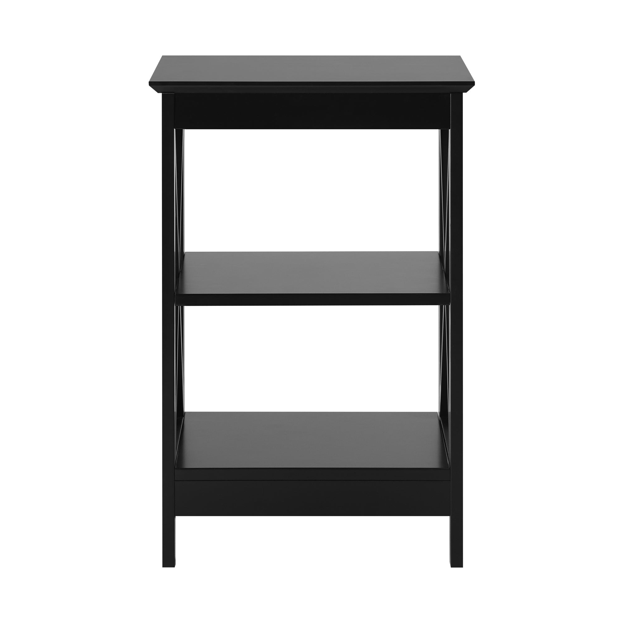 Oikiture Side Table Coffee Bedside Sofa End Tables 3-tier Shelf Black - Sunyee