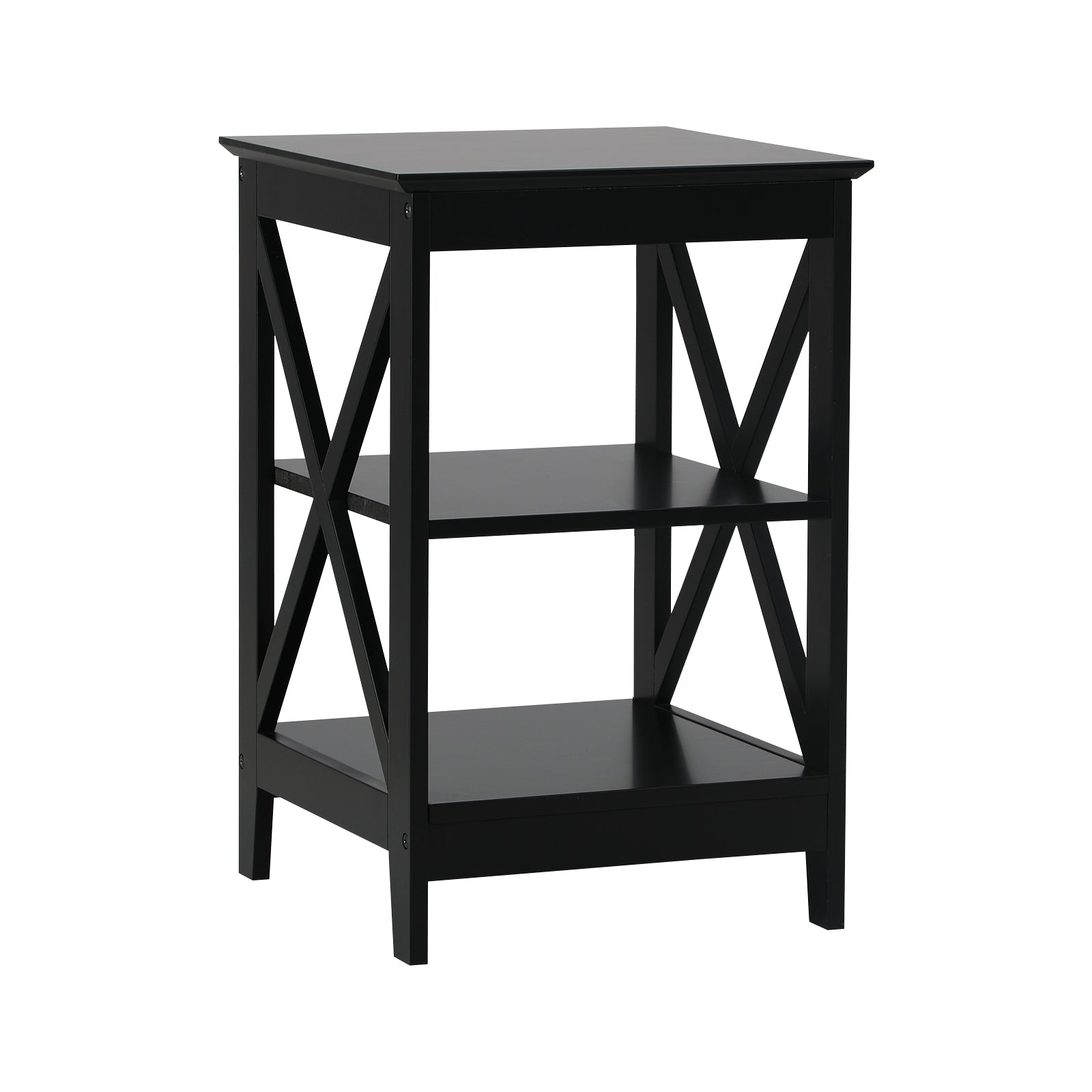 Oikiture Side Table Coffee Bedside Sofa End Tables 3-tier Shelf Black - Sunyee