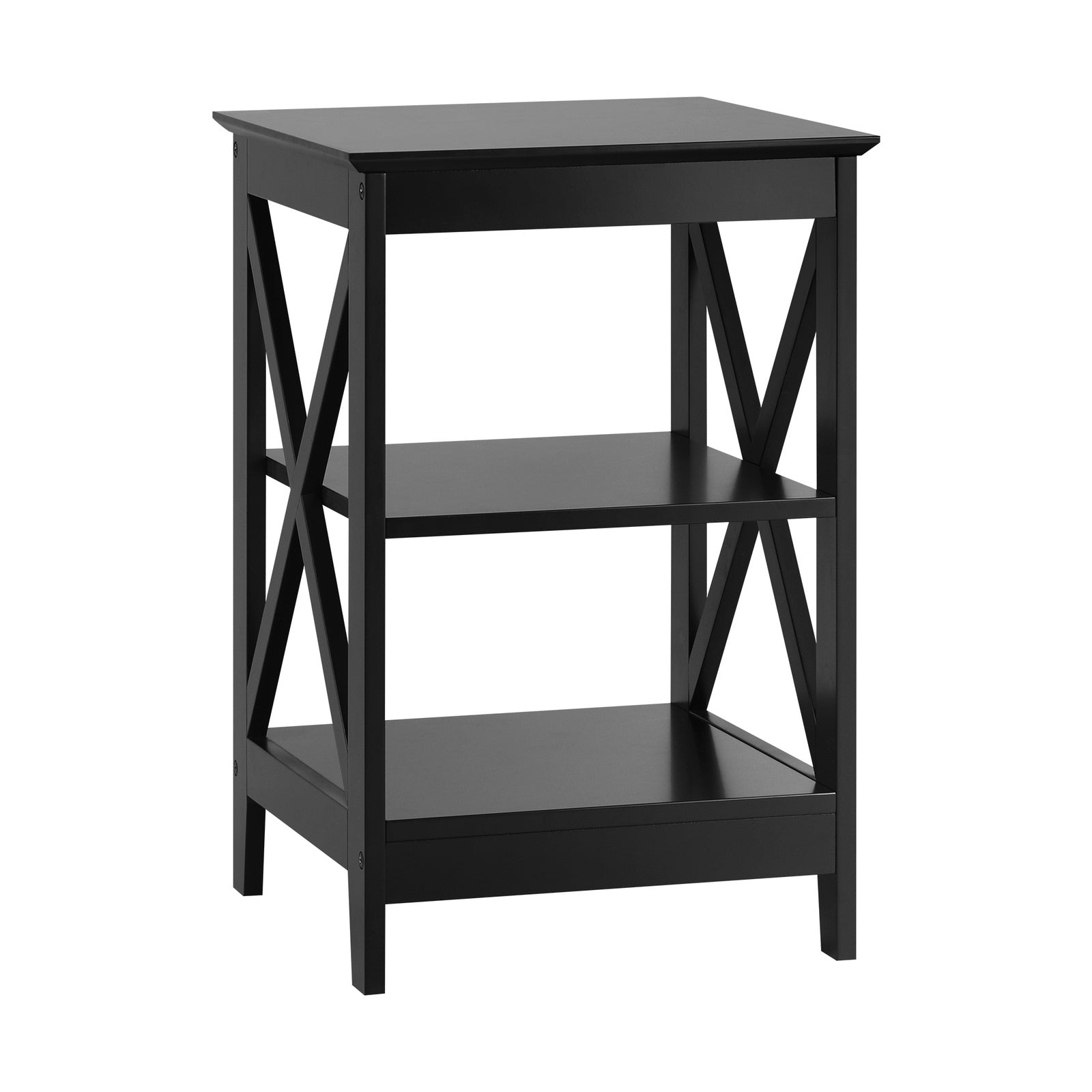 Oikiture 2x Side Table Coffee Bedside Sofa End Tables 3-tier Shelf Black - Sunyee