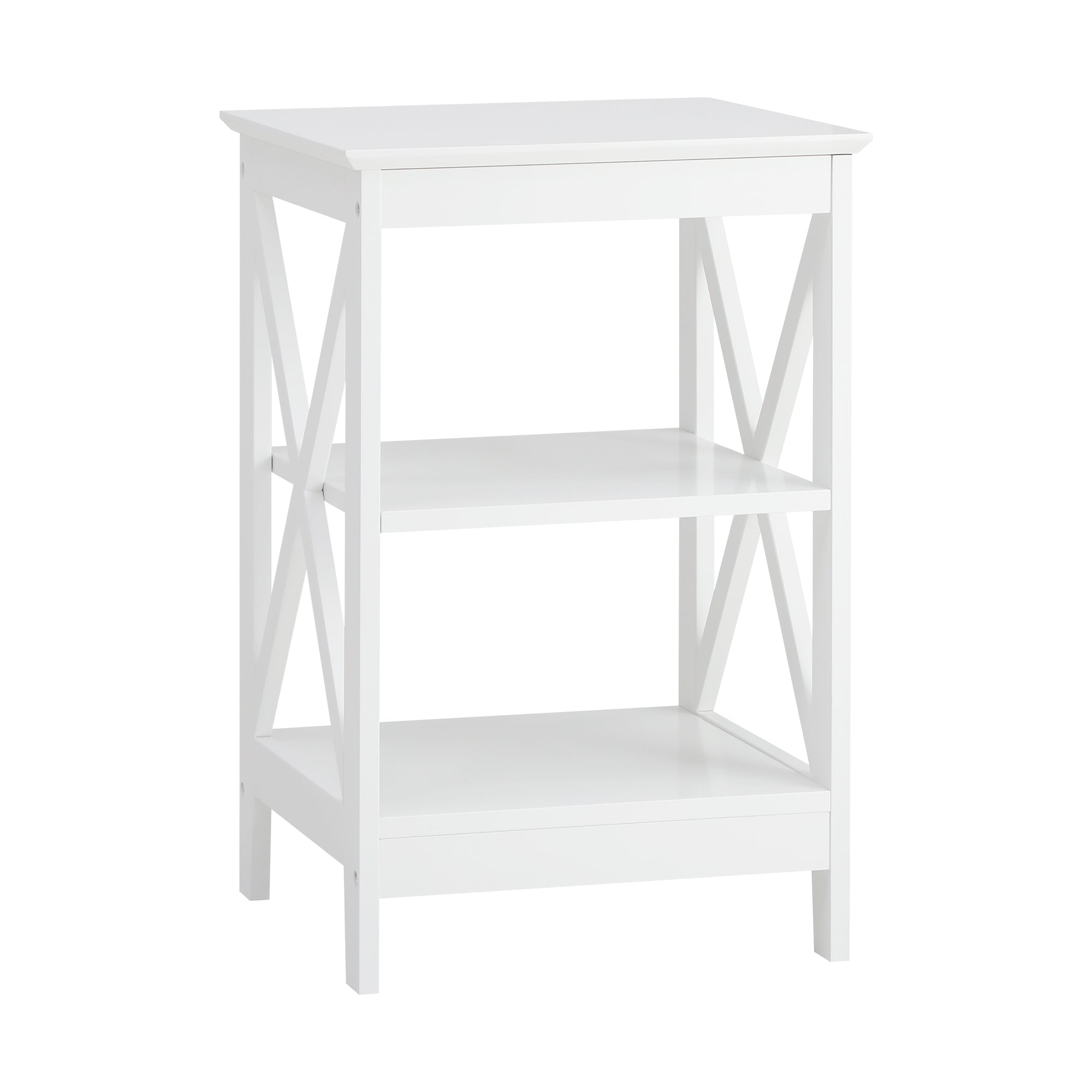 Oikiture Side Table Coffee Bedside Sofa End Tables 3-tier Shelf White - Sunyee