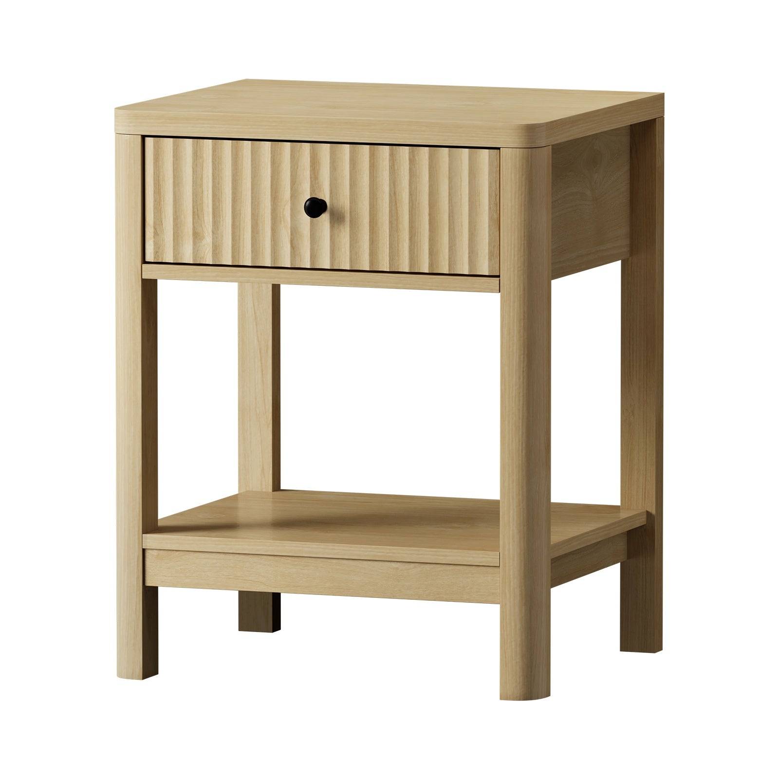 Oikiture Bedside Table Drawer Side End Table Shelfs Storage Nightstand Natural - Sunyee