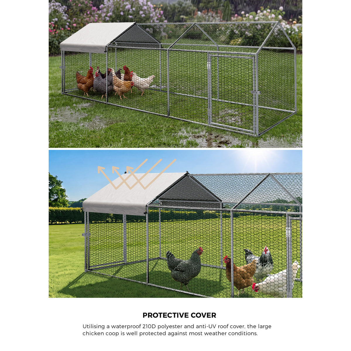 Alopet 3x1x1M Chicken Coop with Cover Poultry Cage Run Yard Pet Rabbit Hutch