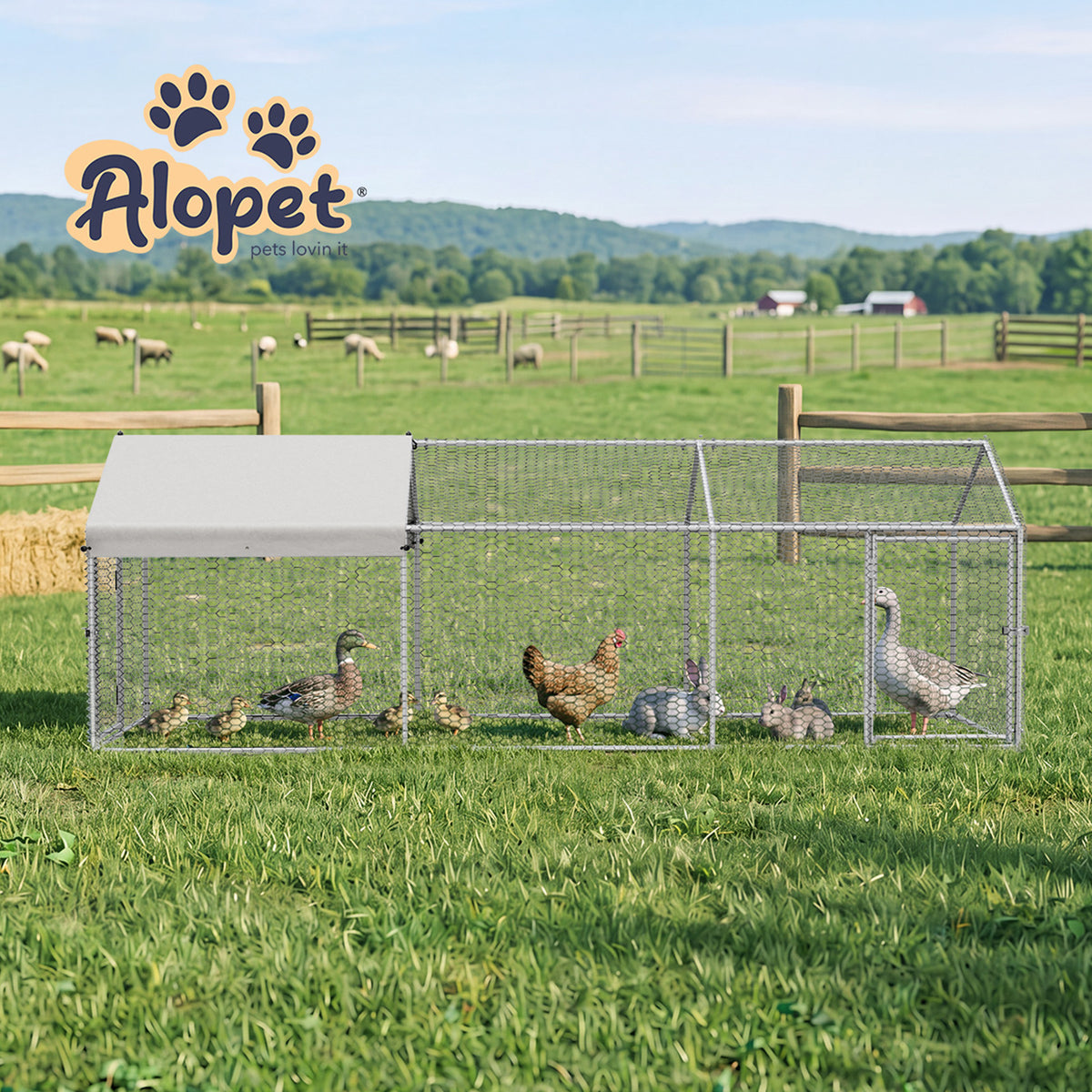 Alopet 3x1x1M Chicken Coop with Cover Poultry Cage Run Yard Pet Rabbit Hutch